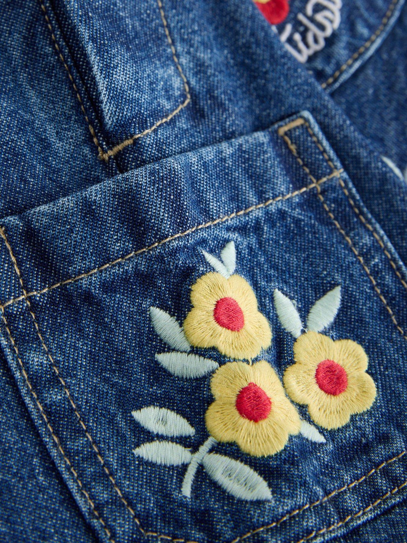 Image 7 of 7 of Cath Kidston Younger Girls Floral Embroidered Dungaree Set - Multi
