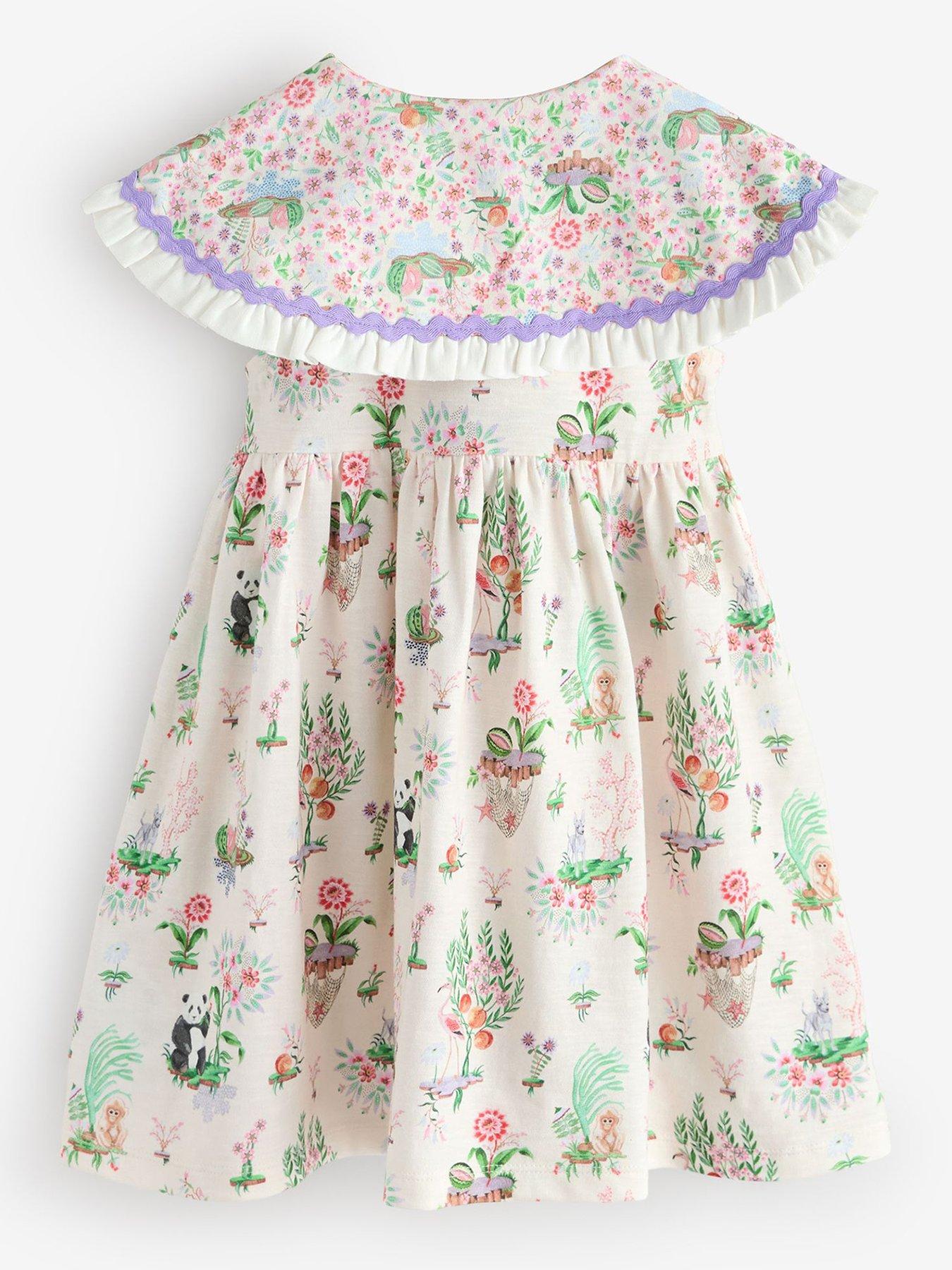 Image 2 of 5 of Cath Kidston Panda &amp; Floral Print Dress - Cream