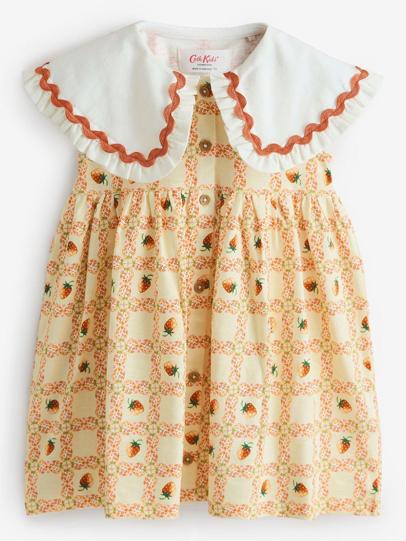 Image 1 of 5 of Cath Kidston Strawberry Print Dress - Yellow