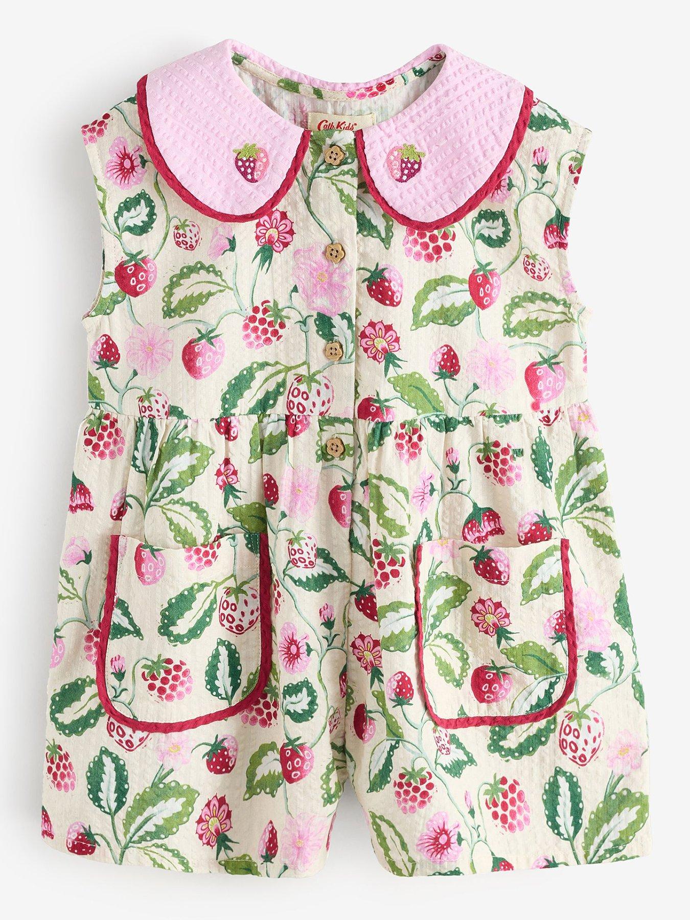 Cath Kidston Girls Fruit Print Collared Playsuit - Green