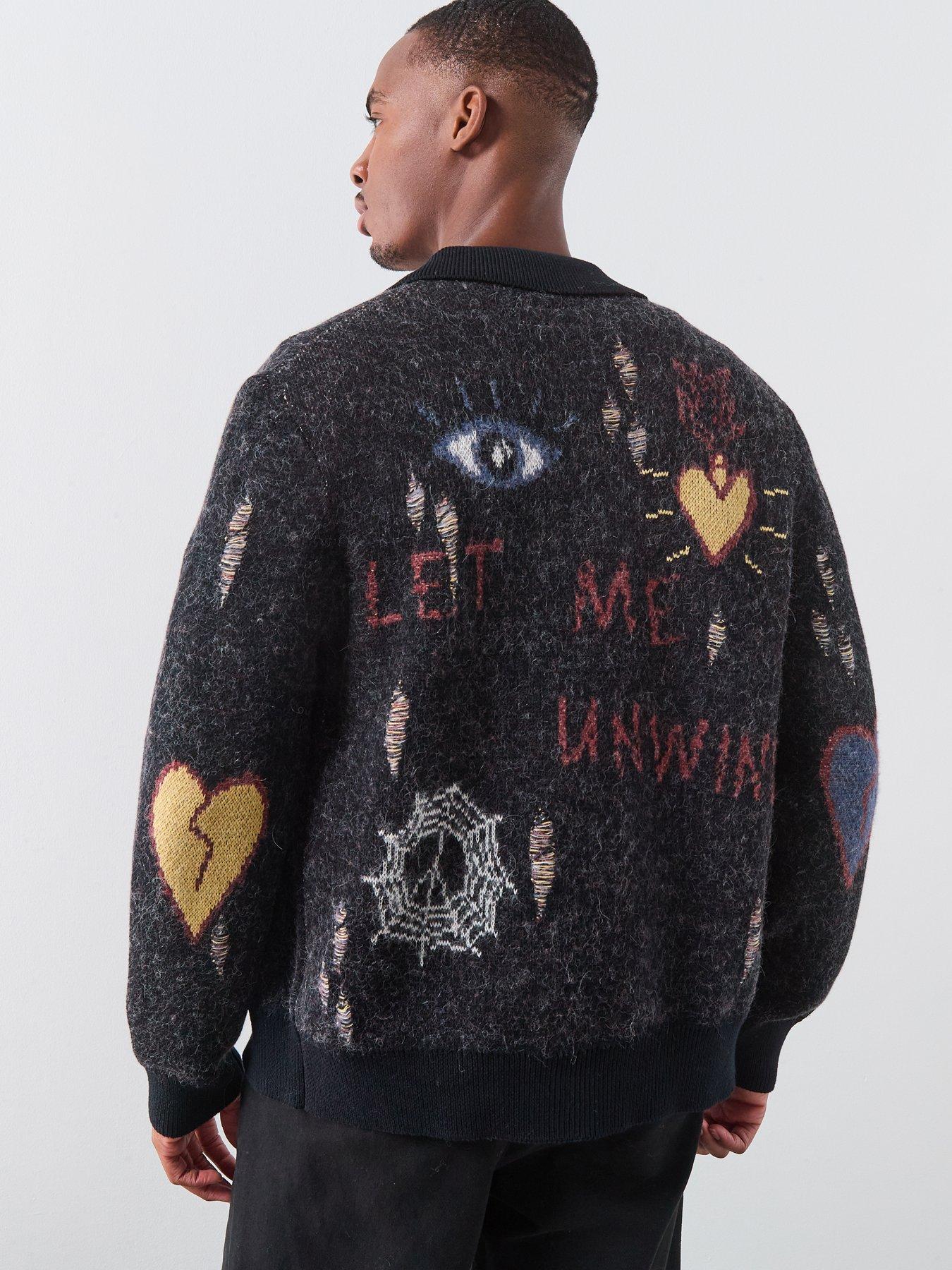 Image 2 of 5 of AllSaints Meller Knitted Cardigan - Black
