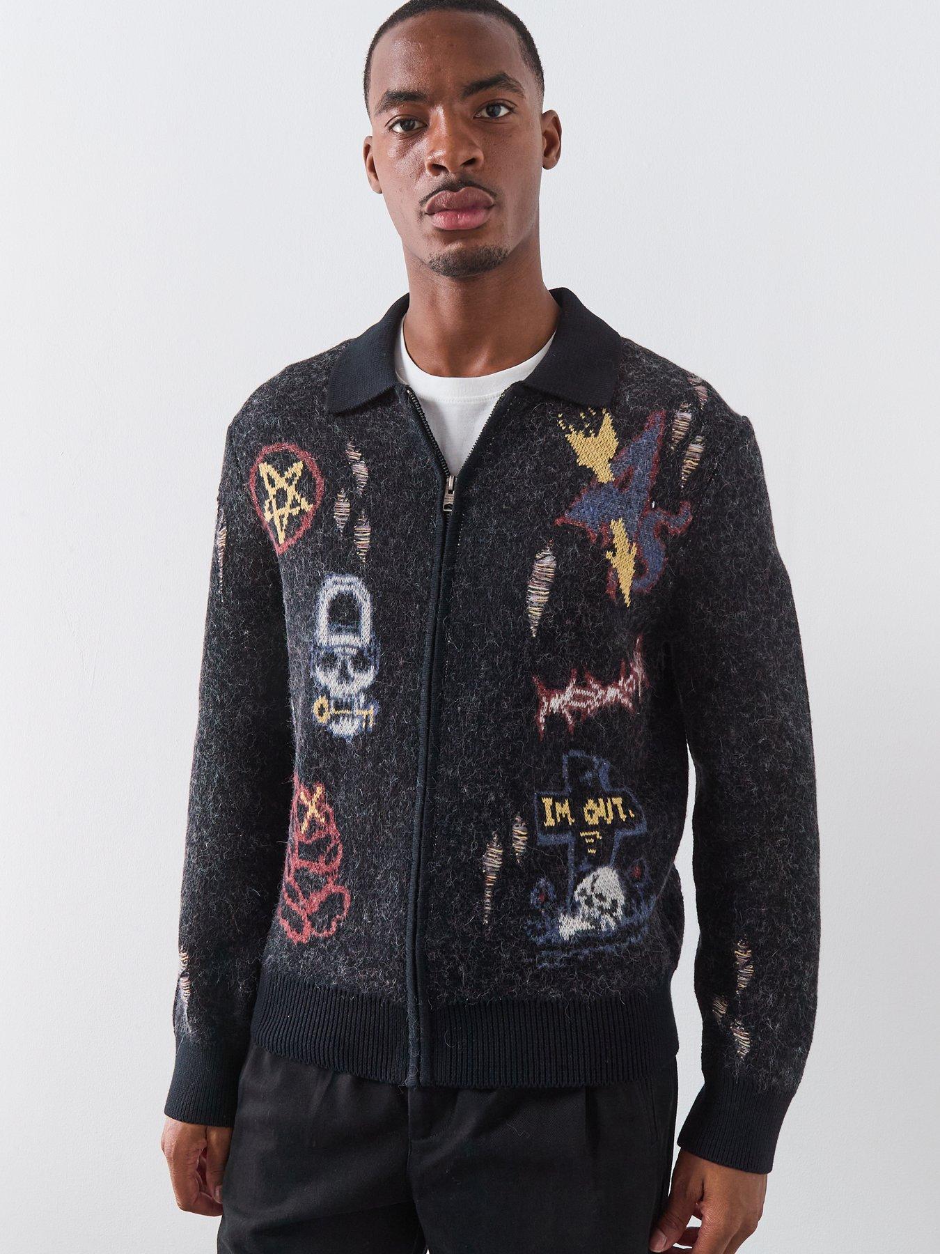 Image 4 of 5 of AllSaints Meller Knitted Cardigan - Black