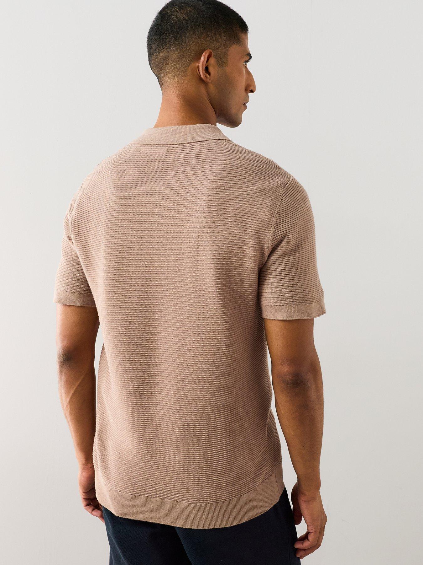 Image 2 of 6 of The Very Collection Pure Cotton Ottoman Knitted Polo Shirt - Beige