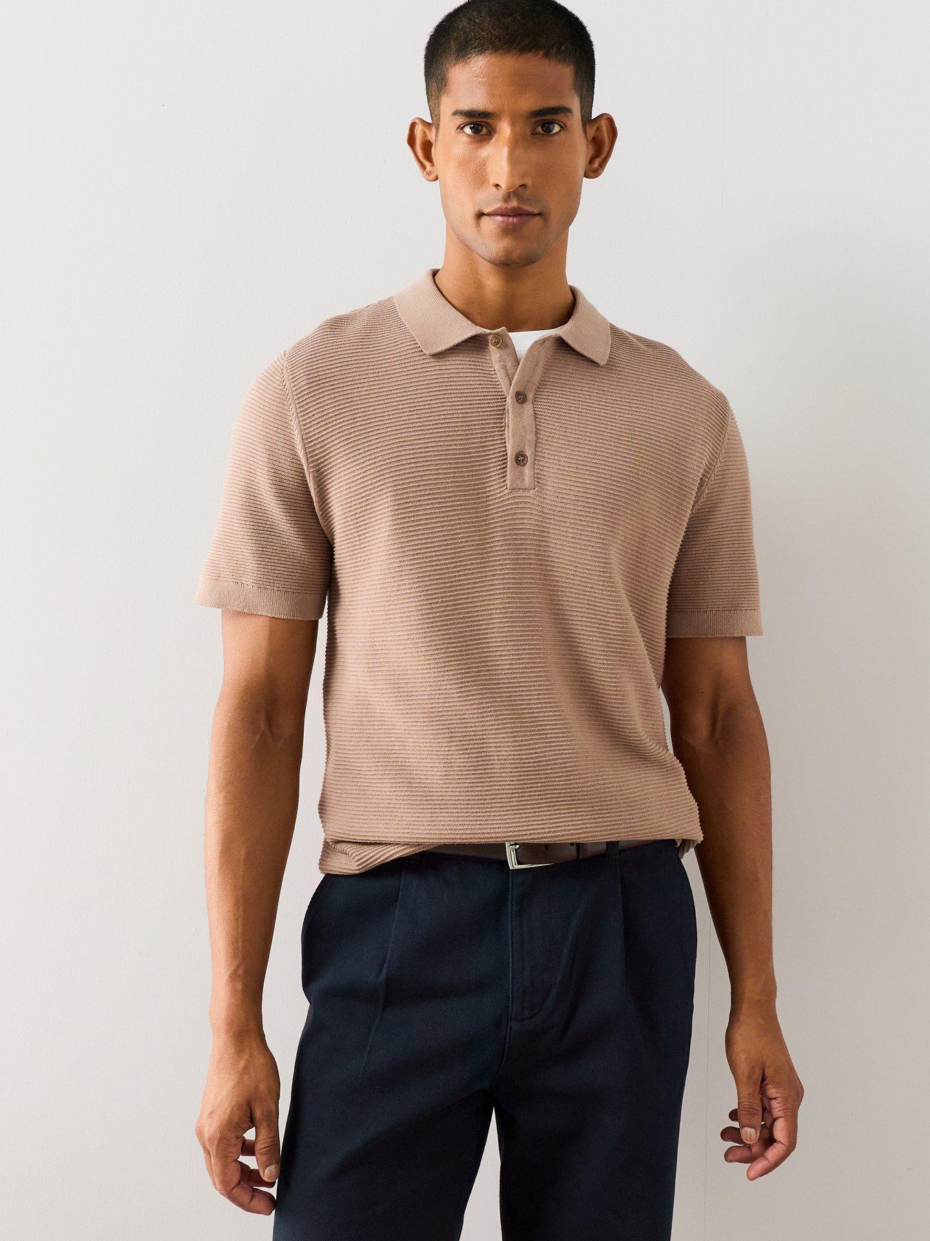 Image 4 of 6 of The Very Collection Pure Cotton Ottoman Knitted Polo Shirt - Beige