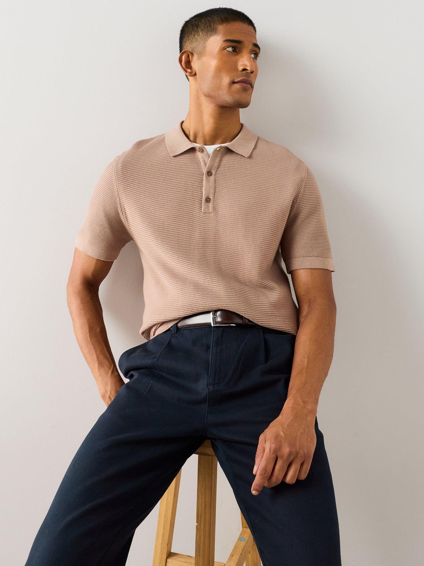 Image 5 of 6 of The Very Collection Pure Cotton Ottoman Knitted Polo Shirt - Beige