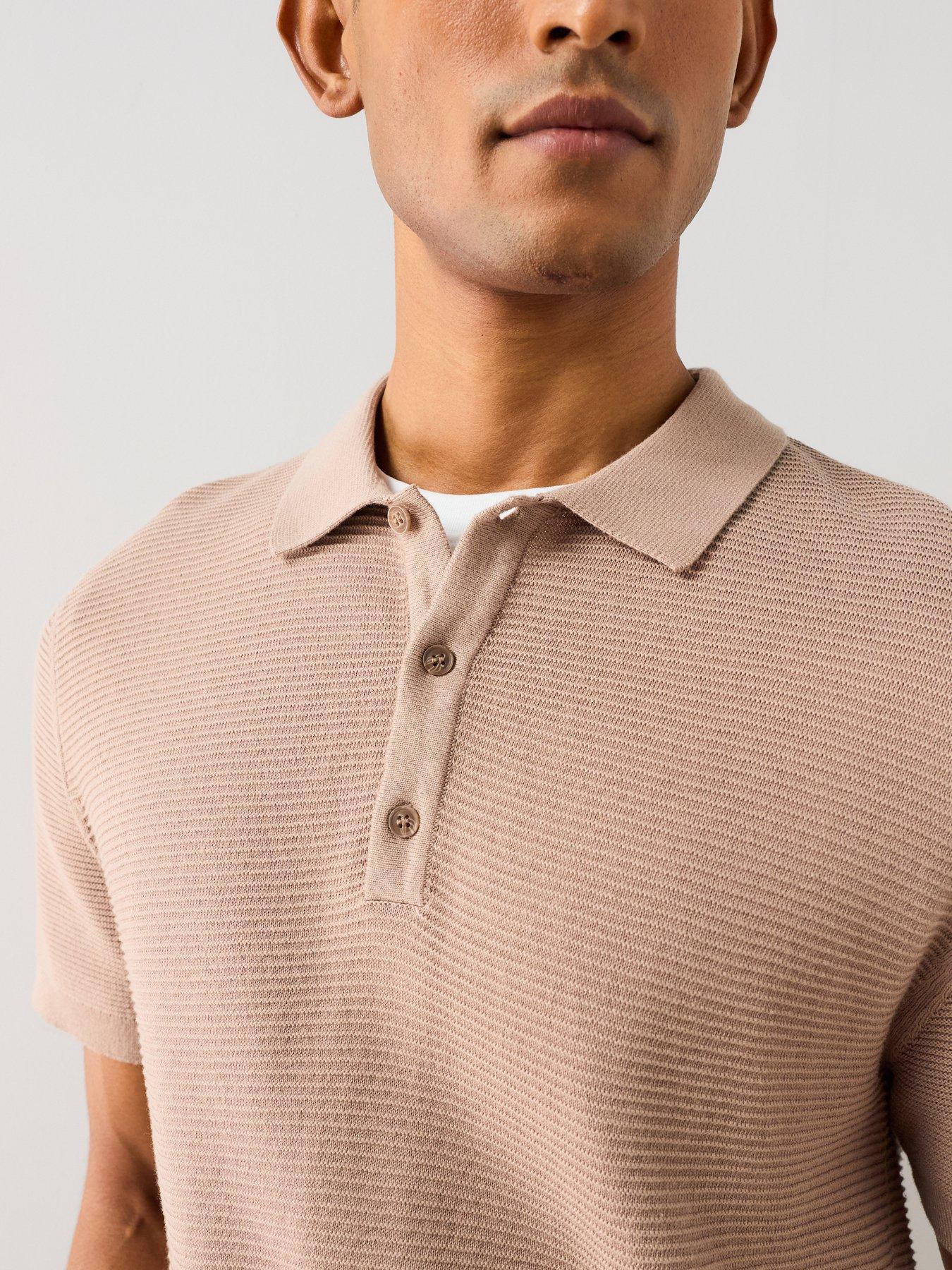 Image 6 of 6 of The Very Collection Pure Cotton Ottoman Knitted Polo Shirt - Beige