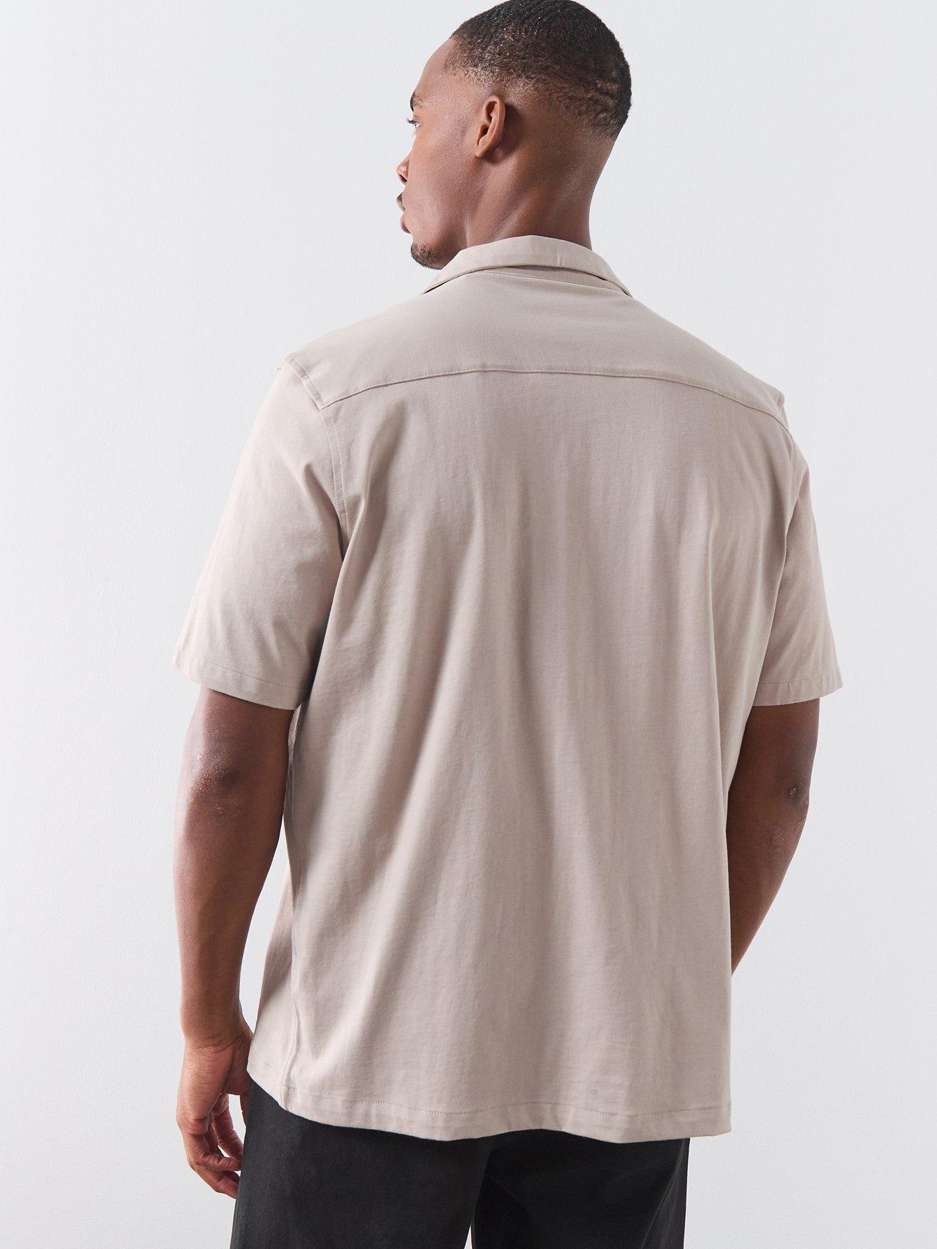 allsaints-hudson-short-sleeve-casual-shirt-beigestillFront