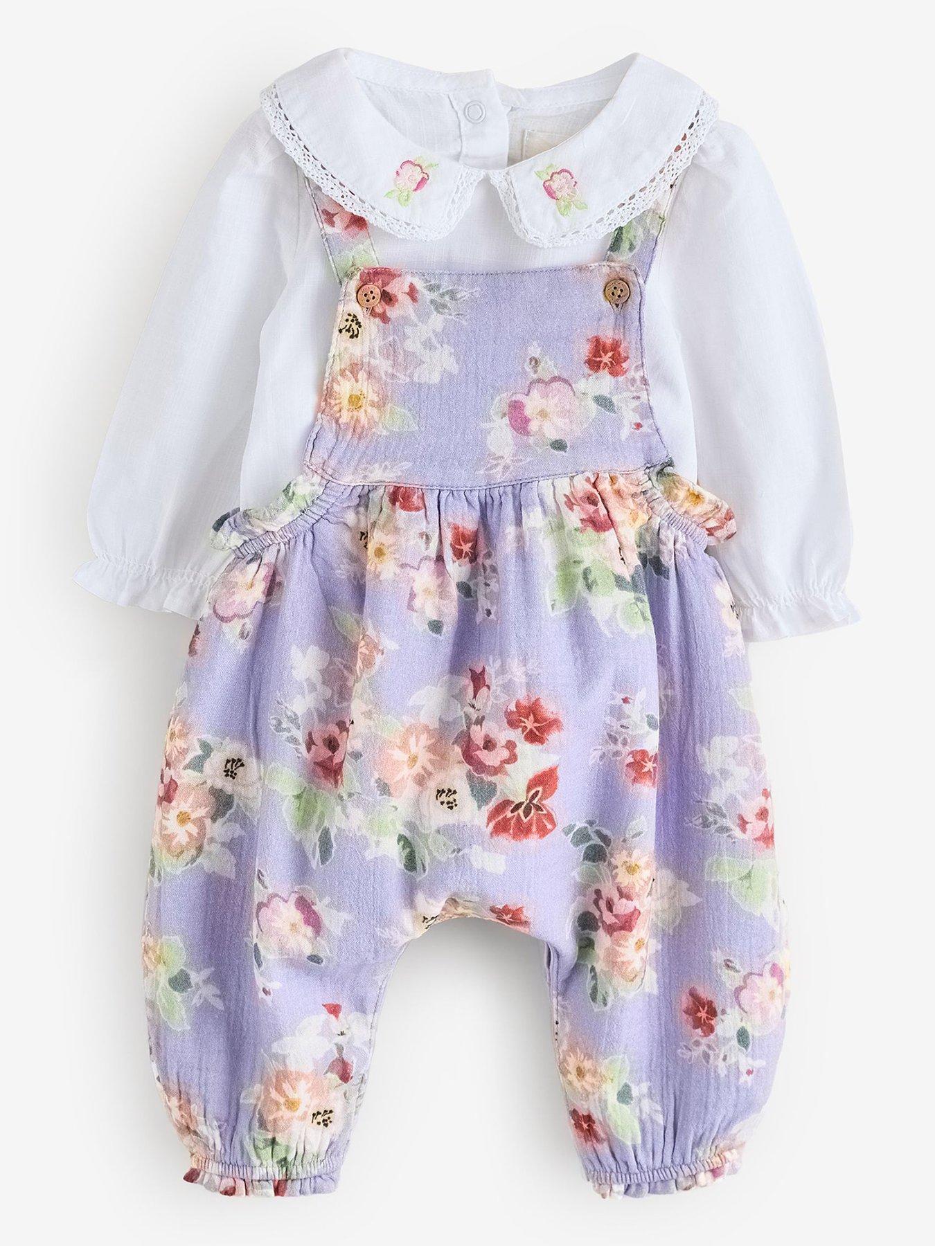 cath-kidston-baby-girls-floral-dungaree-set-purple