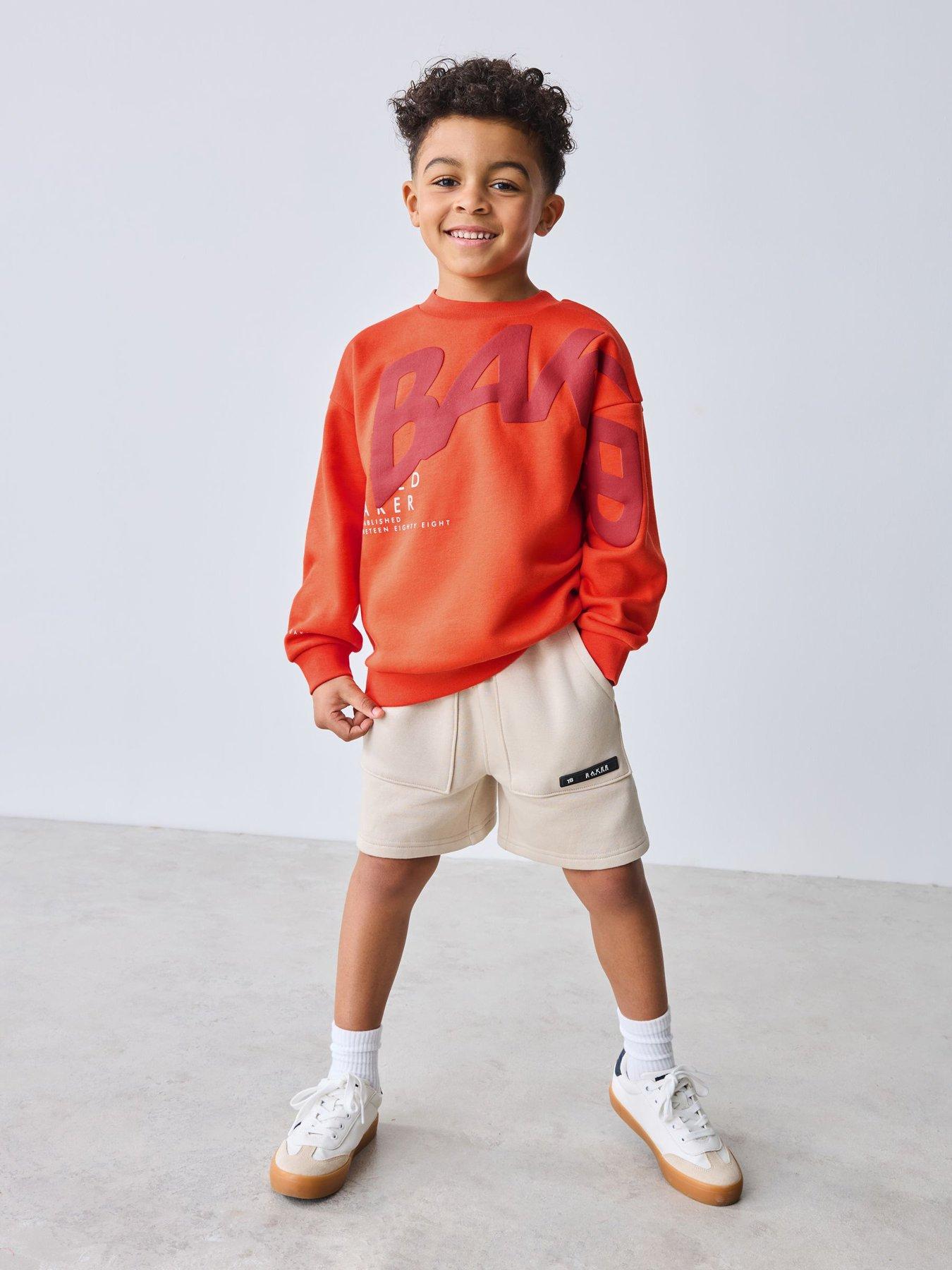 Ted Baker Boys Logo Sweatshirt  &  Short Set - Orange