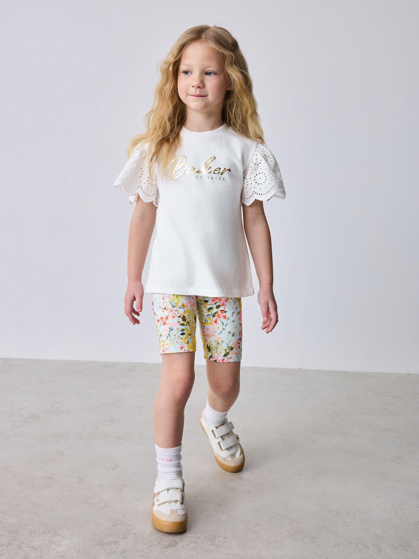Ted Baker Girls Floral Frill Cycle Short Set - White