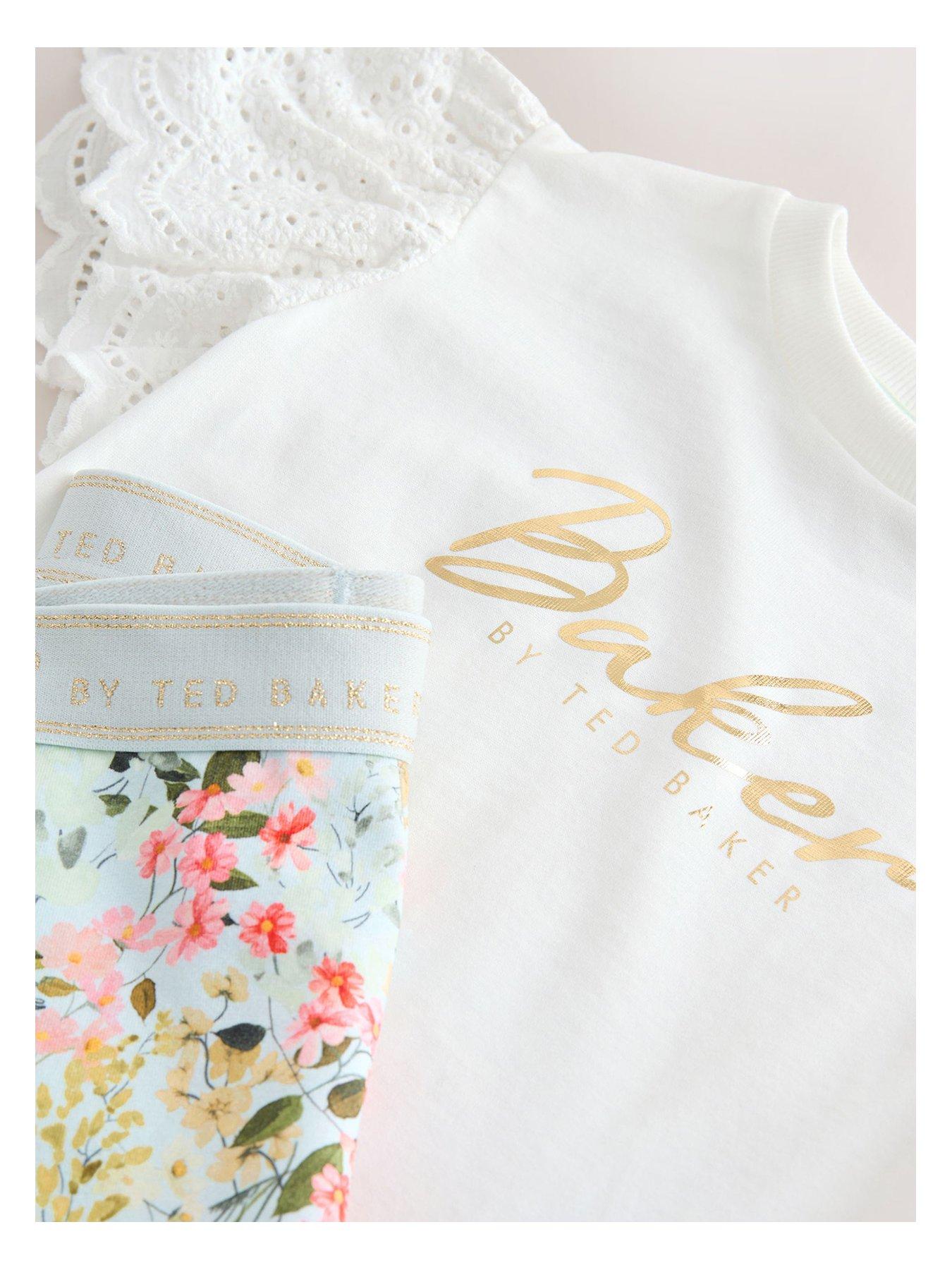 Image 3 of 6 of Ted Baker Girls Floral Frill Cycle Short Set - White