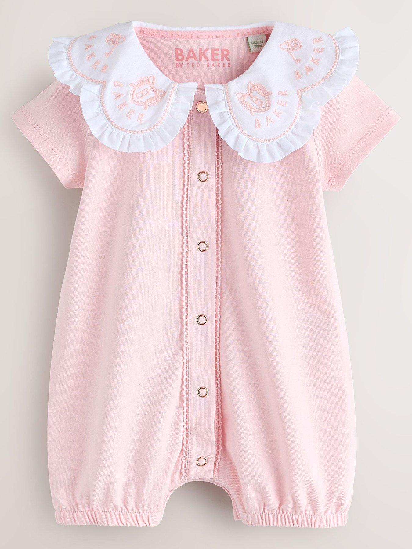 Ted Baker Baby Girls 2 Pack Collar All-In-One Rompers - Pink