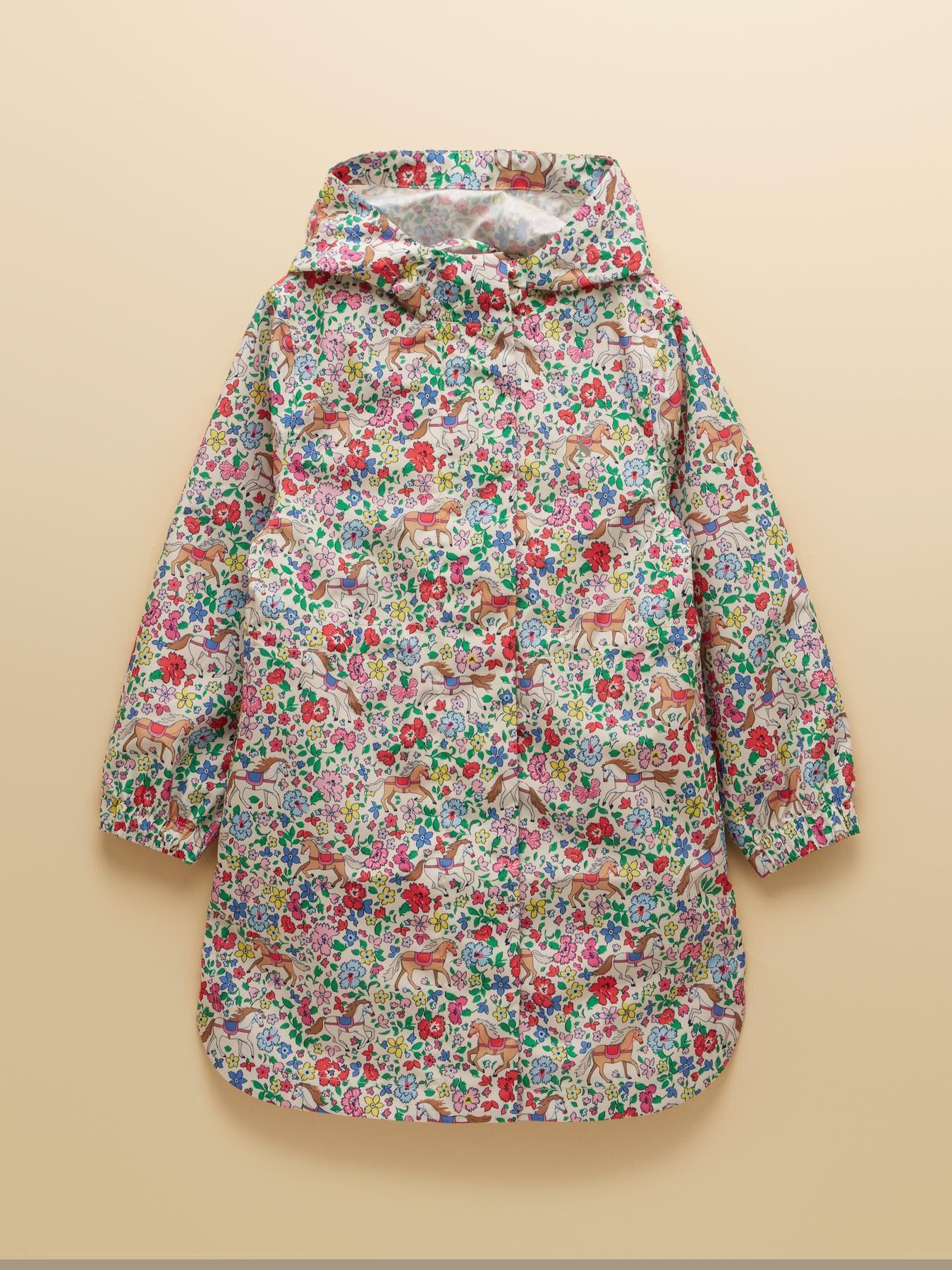 Joules Girls Rainford Horse Print Raincoat - Multi