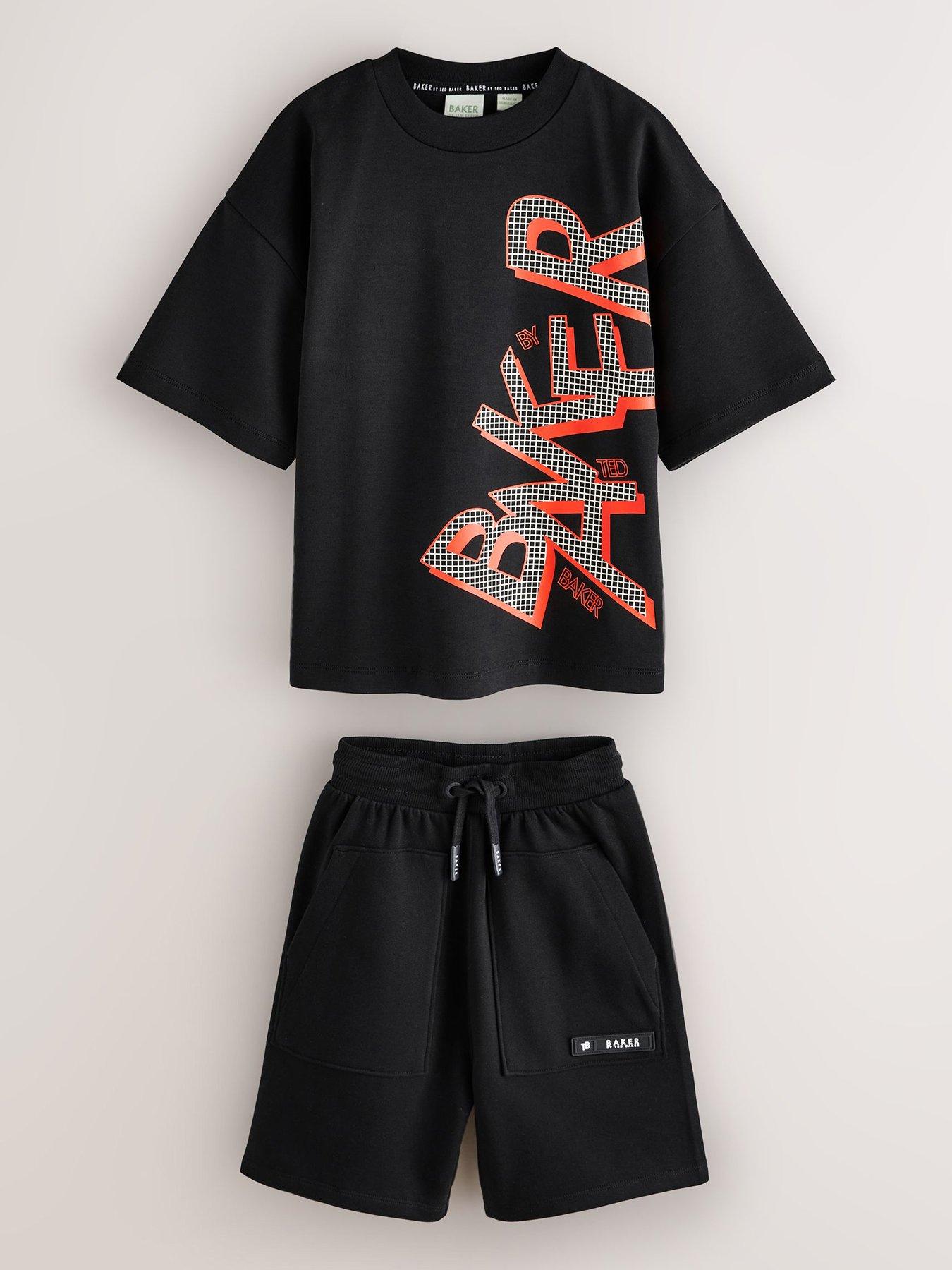 Image 1 of 6 of Ted Baker Boys Logo Sweat Short Set - Black