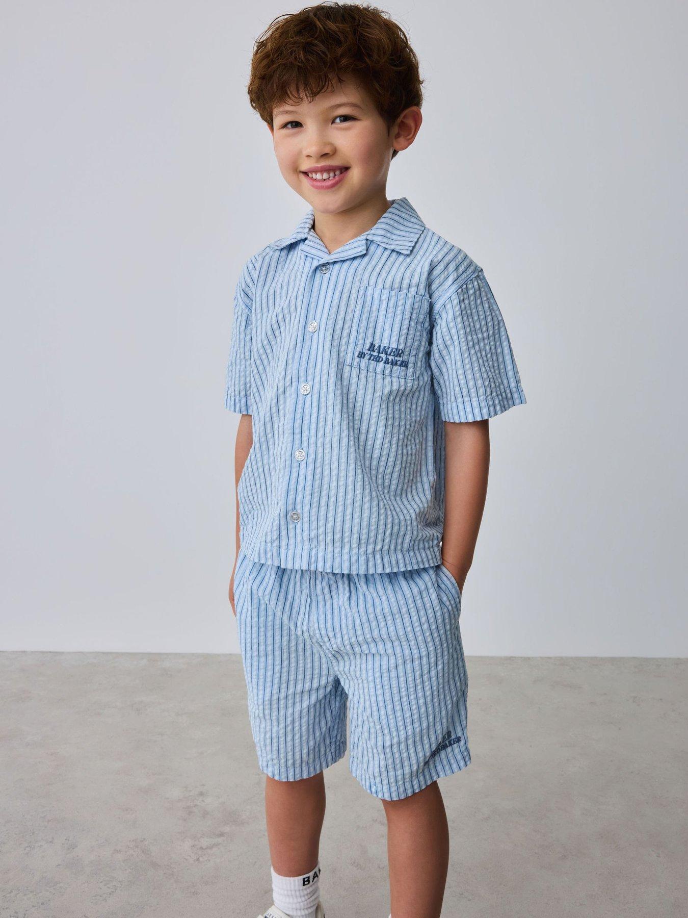 Ted Baker Boys Woven Stripe Short Set - Blue
