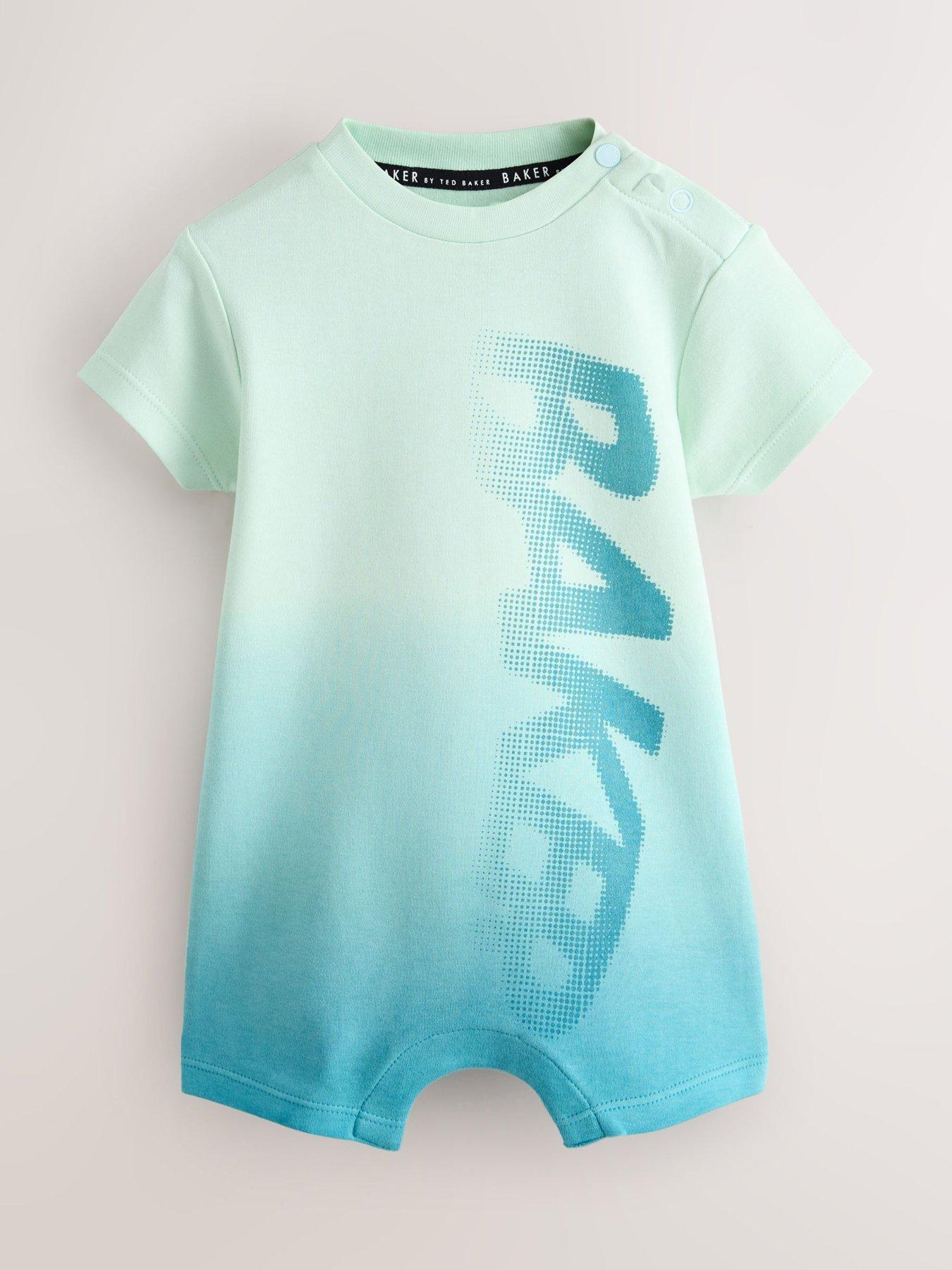 Image 1 of 5 of Ted Baker Baby Boys Ombre Rompersuit - Blue