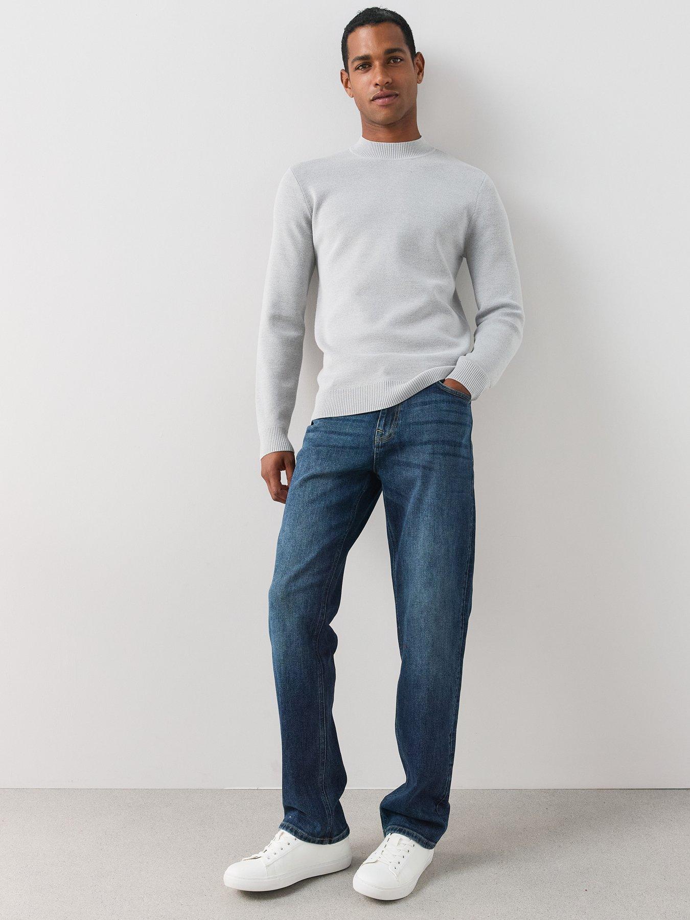 Image 3 of 7 of The Very Collection Premium High Neck Knitted Crew Neck Jumper - Grey