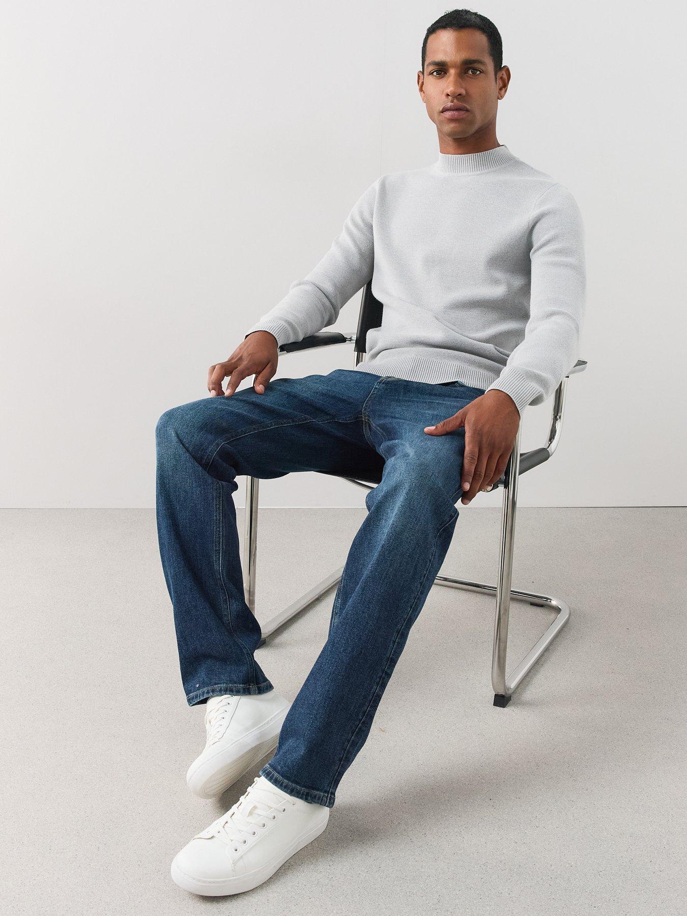 Image 4 of 7 of The Very Collection Premium High Neck Knitted Crew Neck Jumper - Grey