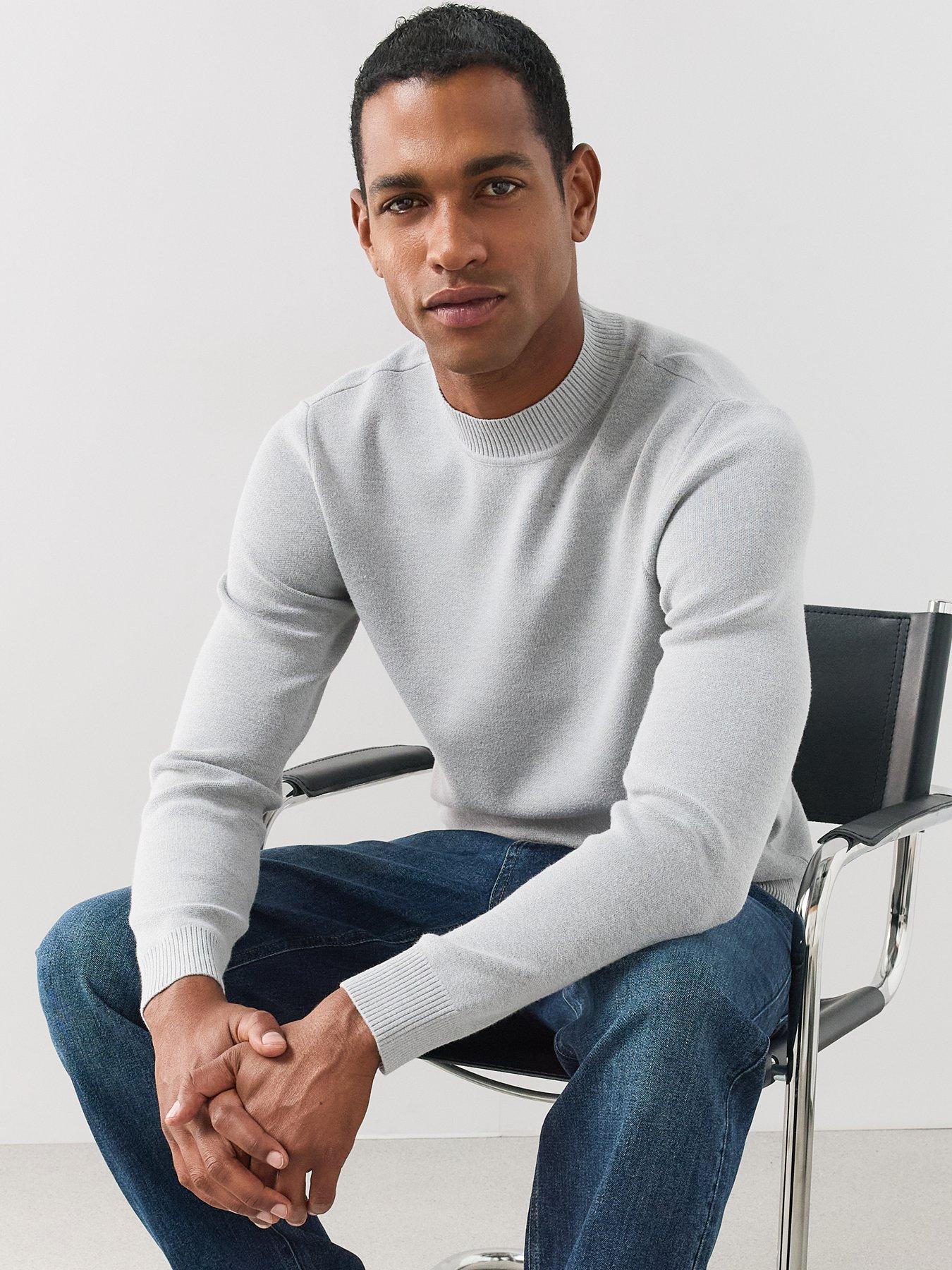 Image 5 of 7 of The Very Collection Premium High Neck Knitted Crew Neck Jumper - Grey