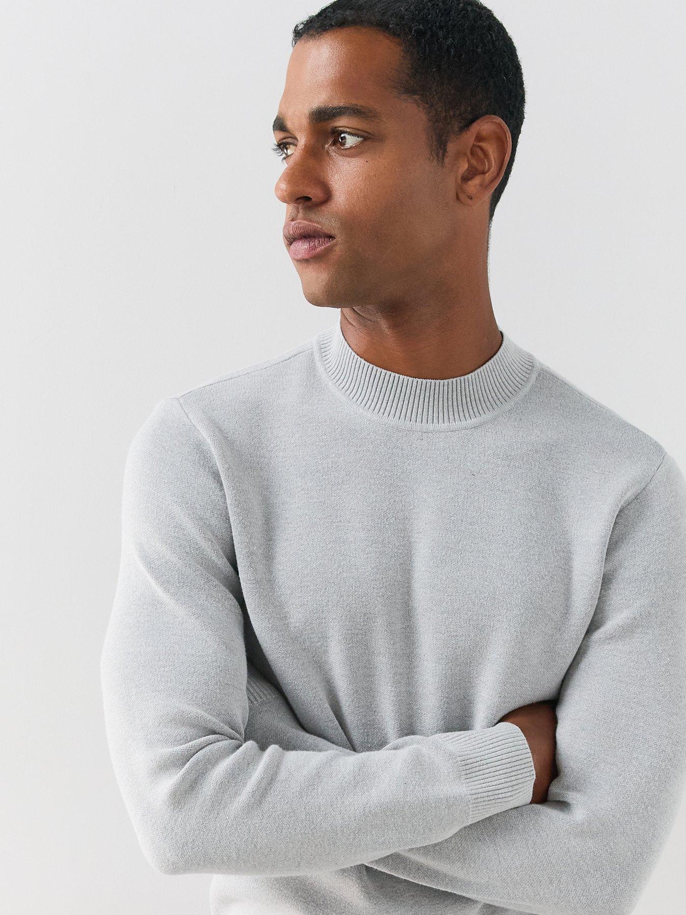 Image 6 of 7 of The Very Collection Premium High Neck Knitted Crew Neck Jumper - Grey