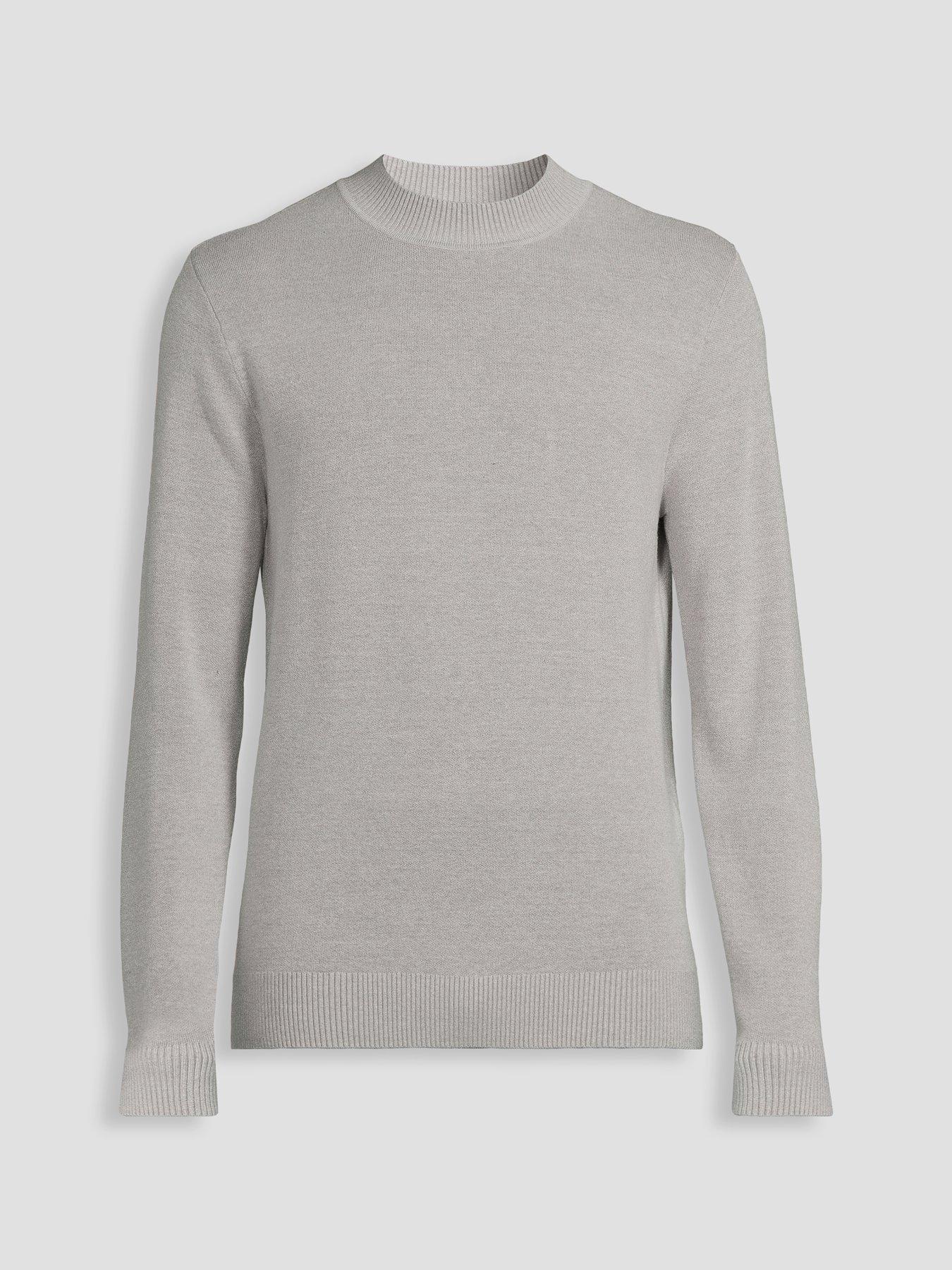 Image 7 of 7 of The Very Collection Premium High Neck Knitted Crew Neck Jumper - Grey