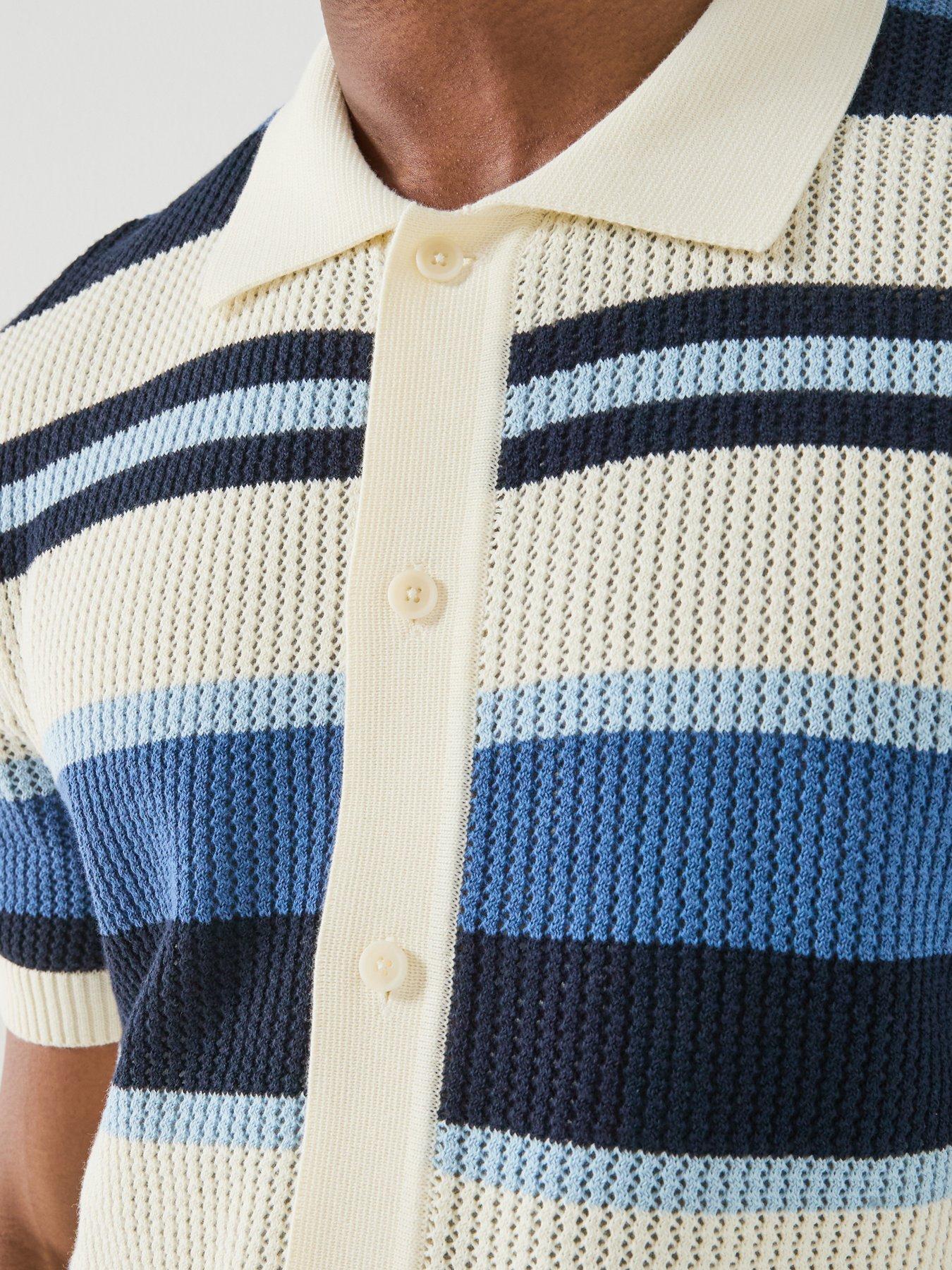 gant-striped-texture-knitted-short-sleeve-shirt-blueoutfit