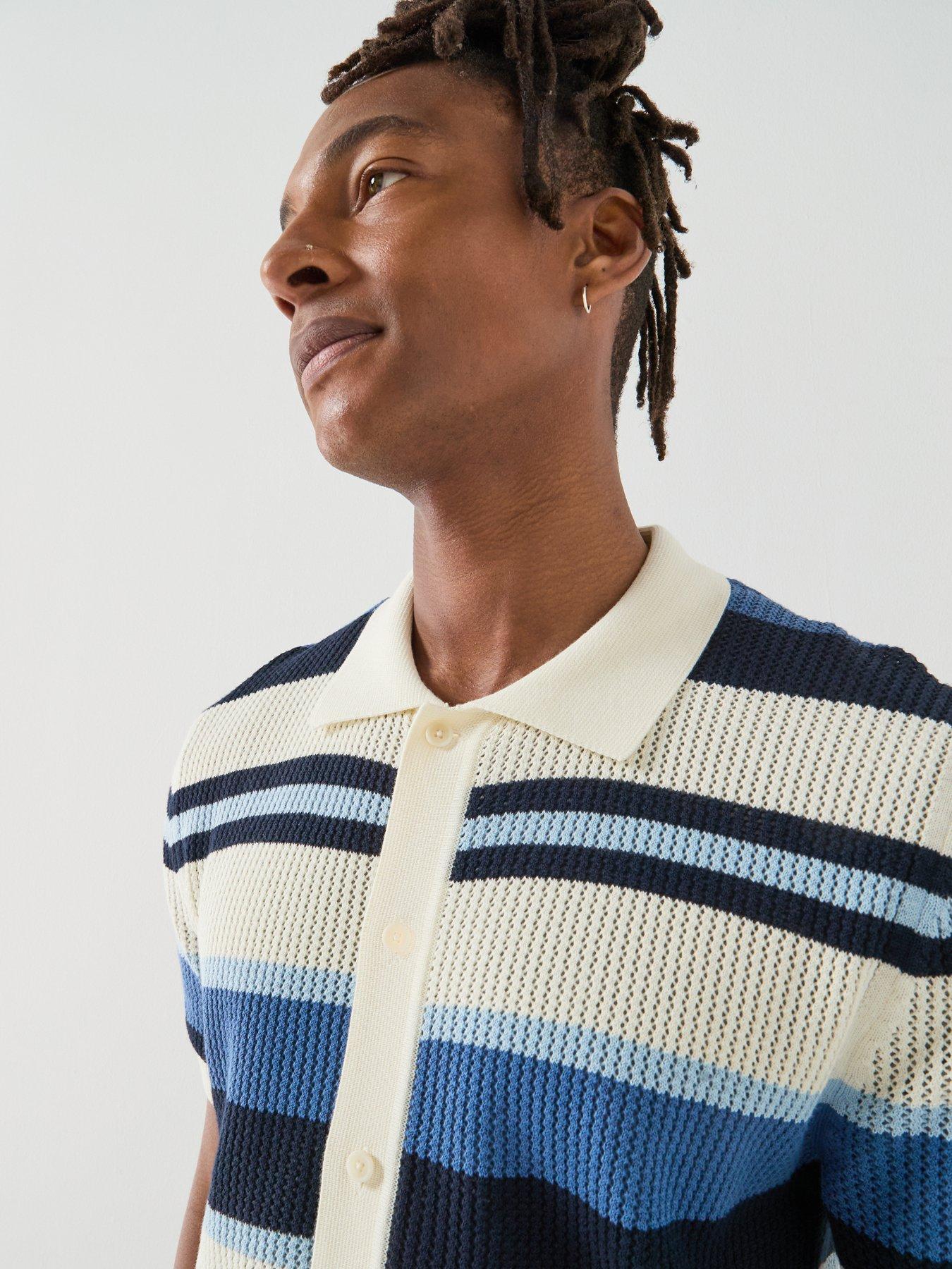 gant-striped-texture-knitted-short-sleeve-shirt-bluedetail