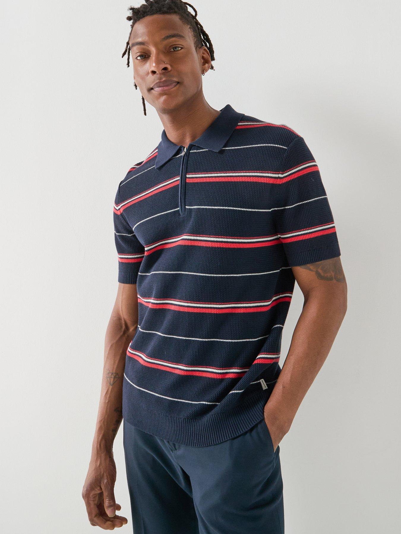 gant-gant-striped-textured-zip-knitted-polo-navyfront