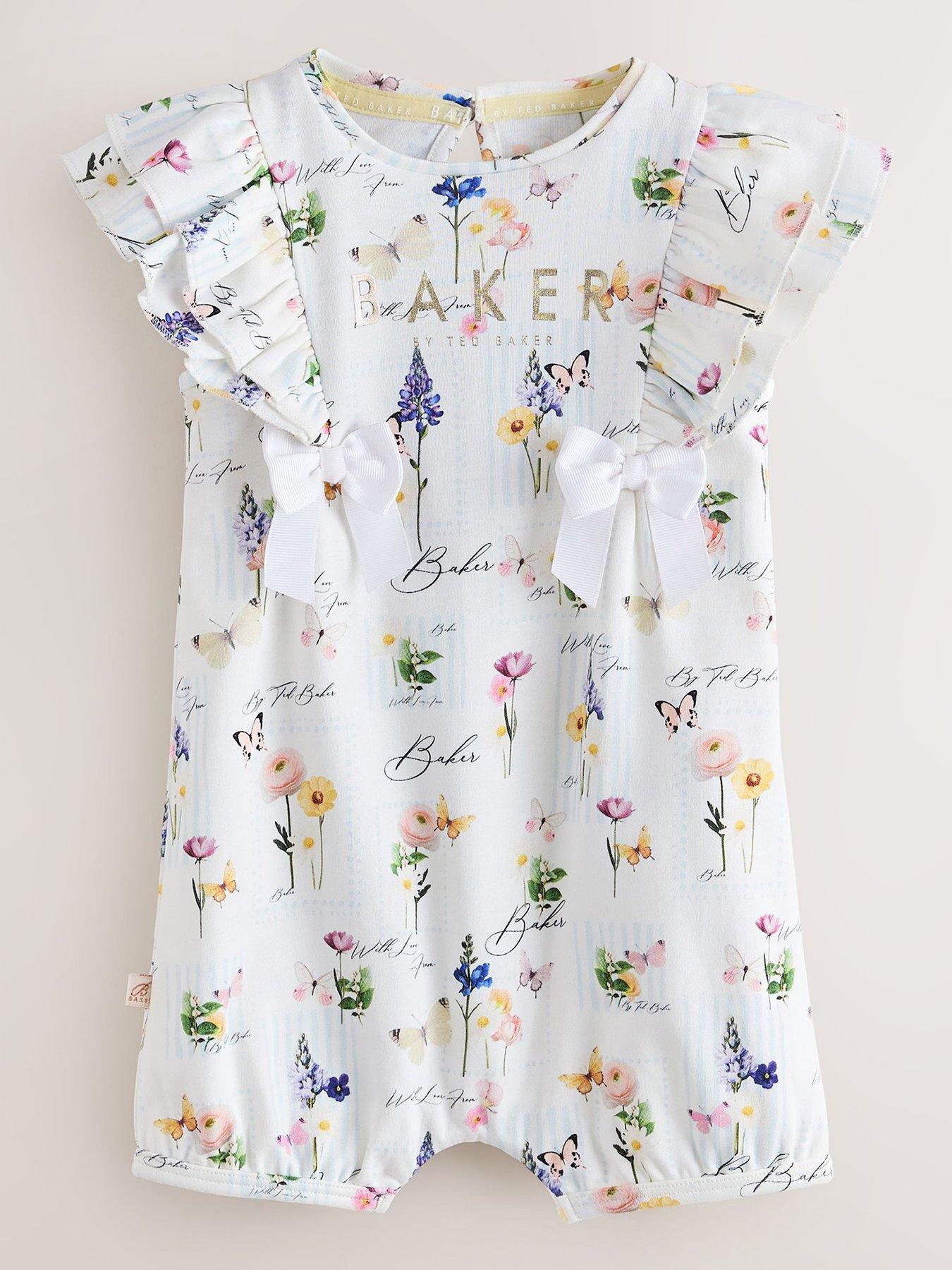 Ted Baker Baby Girls 3 Pack Frill Sleeve All-In-One Rompers - Multi