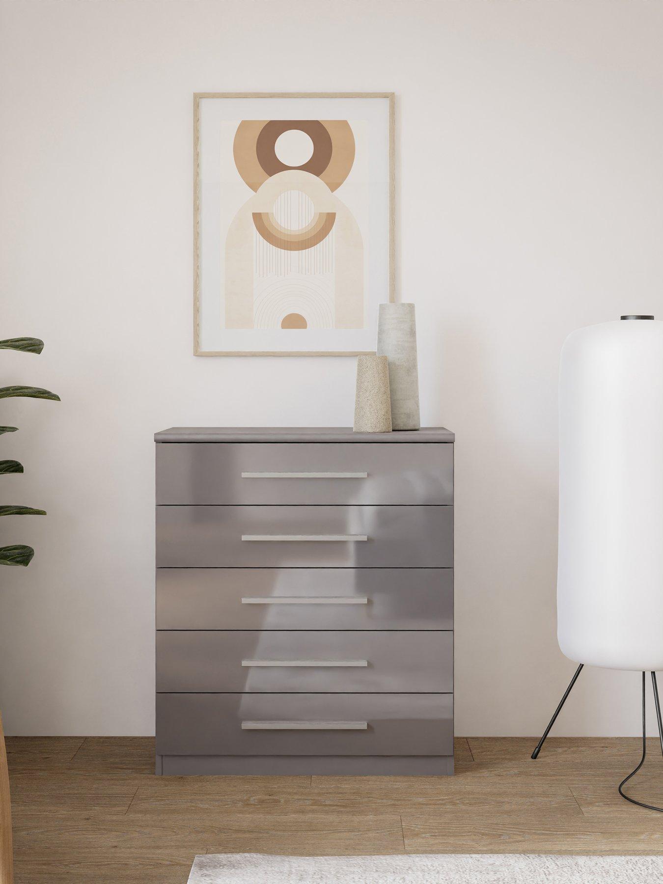 very-home-prague-gloss-5-drawer-chest-greyfront