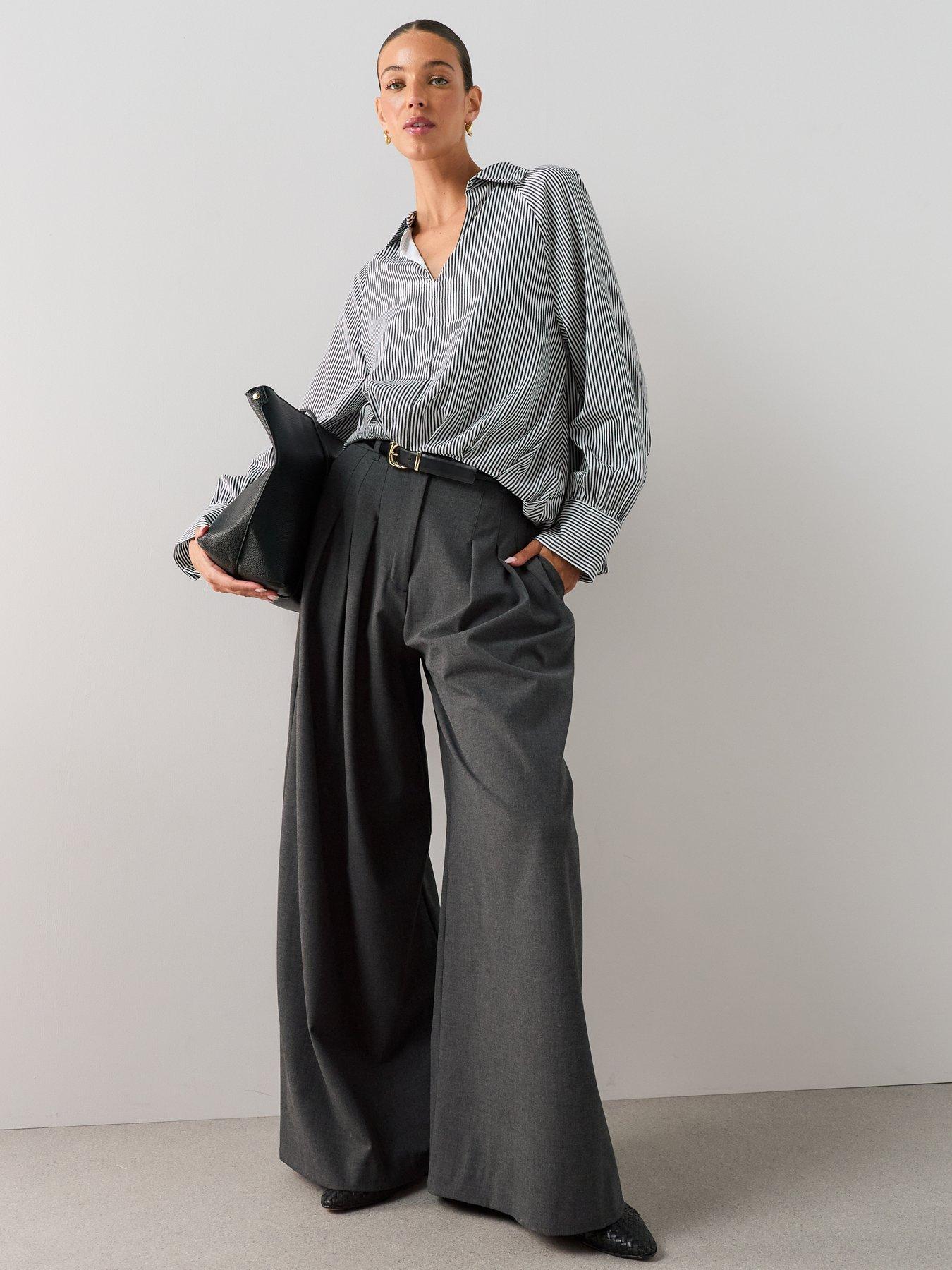 Image 3 of 5 of The Very Collection Bubble Hem Striped Oversized Shirt