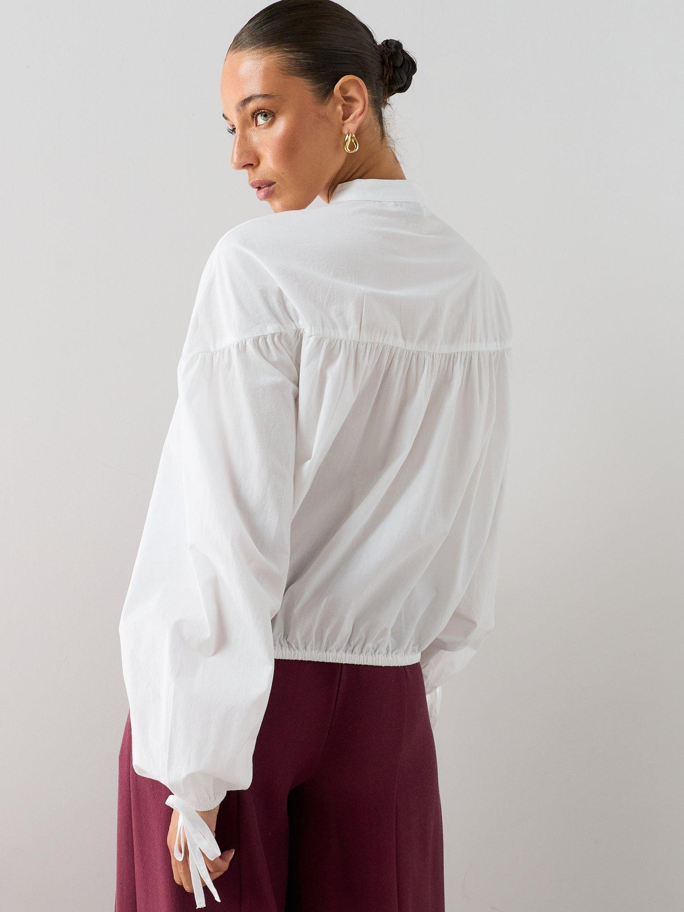 Image 2 of 7 of The Very Collection Women's Cotton Poplin Balloon Sleeve Shirt - White