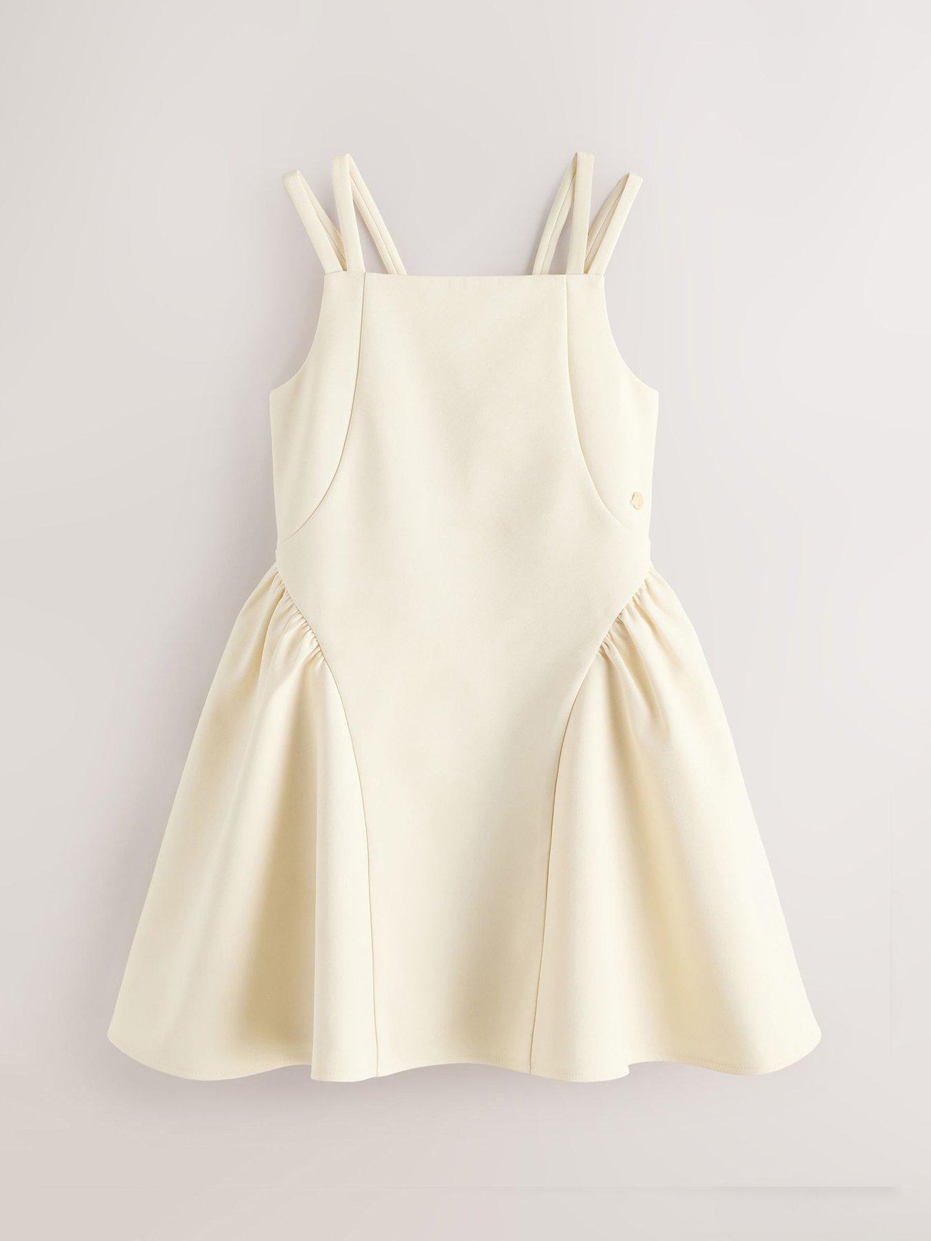 ted-baker-older-girls-structured-double-strap-skater-dress-yellowstillFront