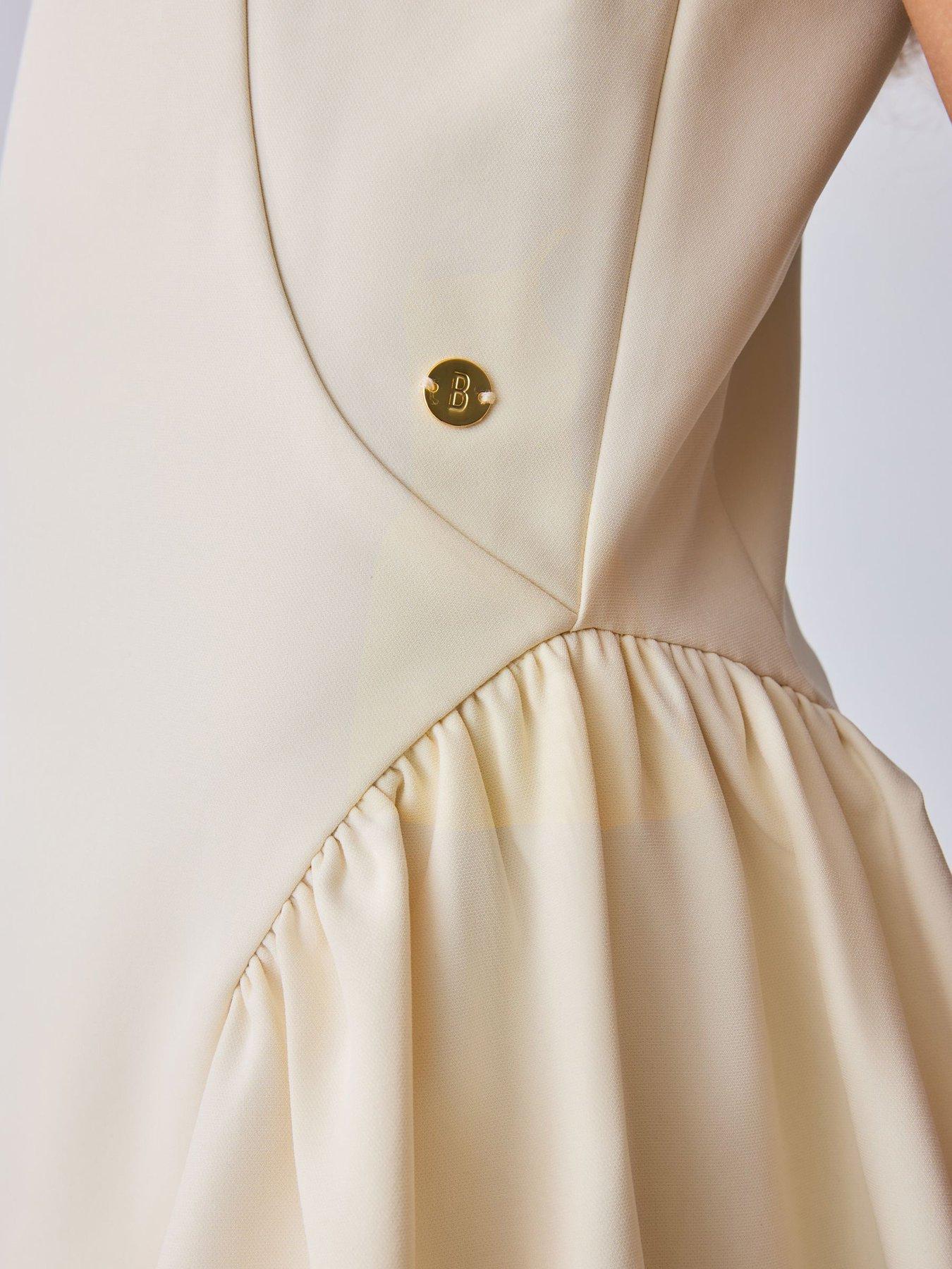 ted-baker-older-girls-structured-double-strap-skater-dress-yellowoutfit