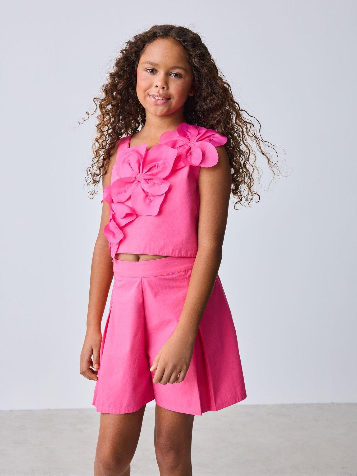 Ted Baker Girls 3d Floral Short Set - Pink