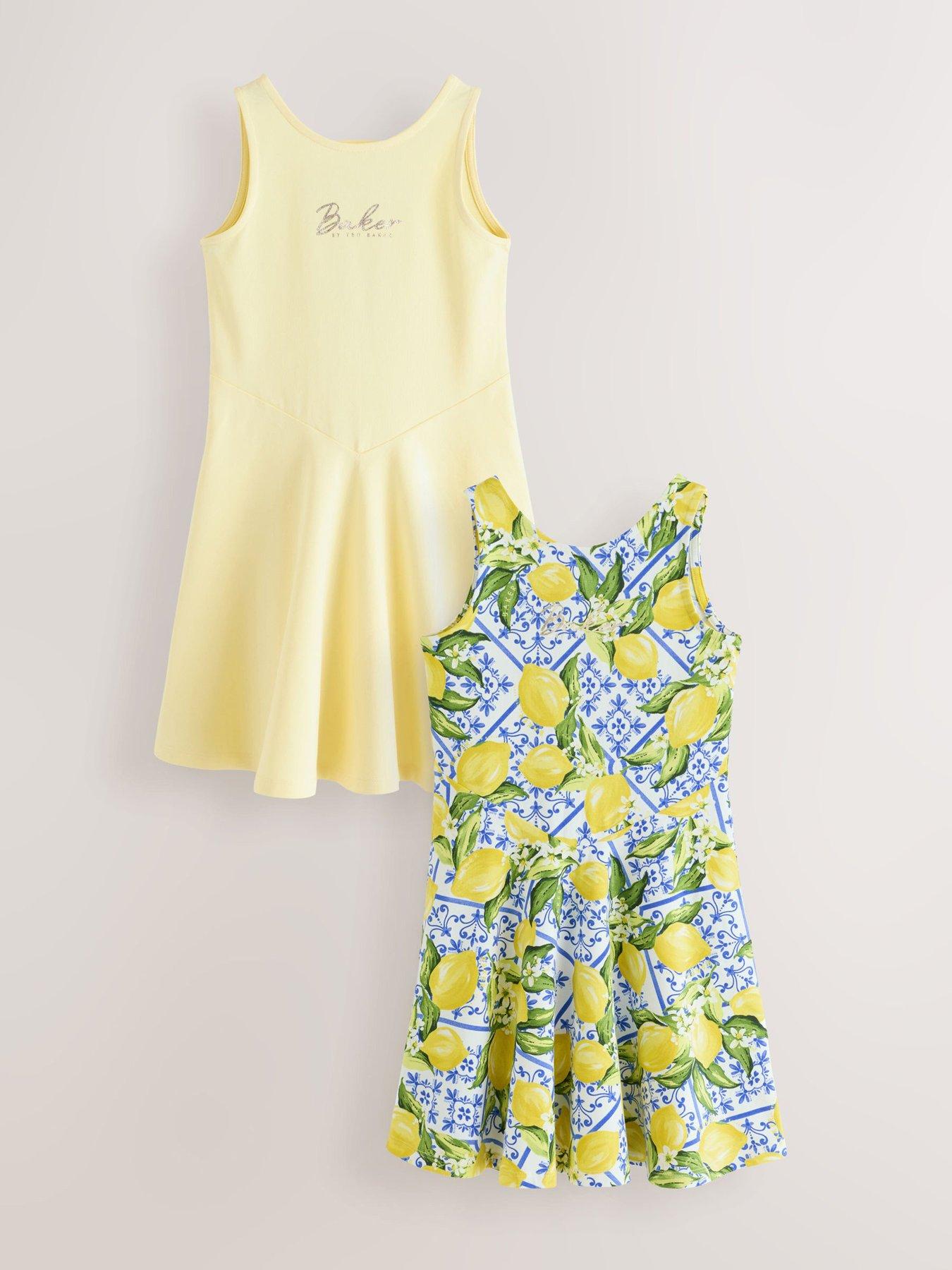 Ted Baker Older Girls 2 Pack Sleeveless Jersey Skater Dresses - Yellow