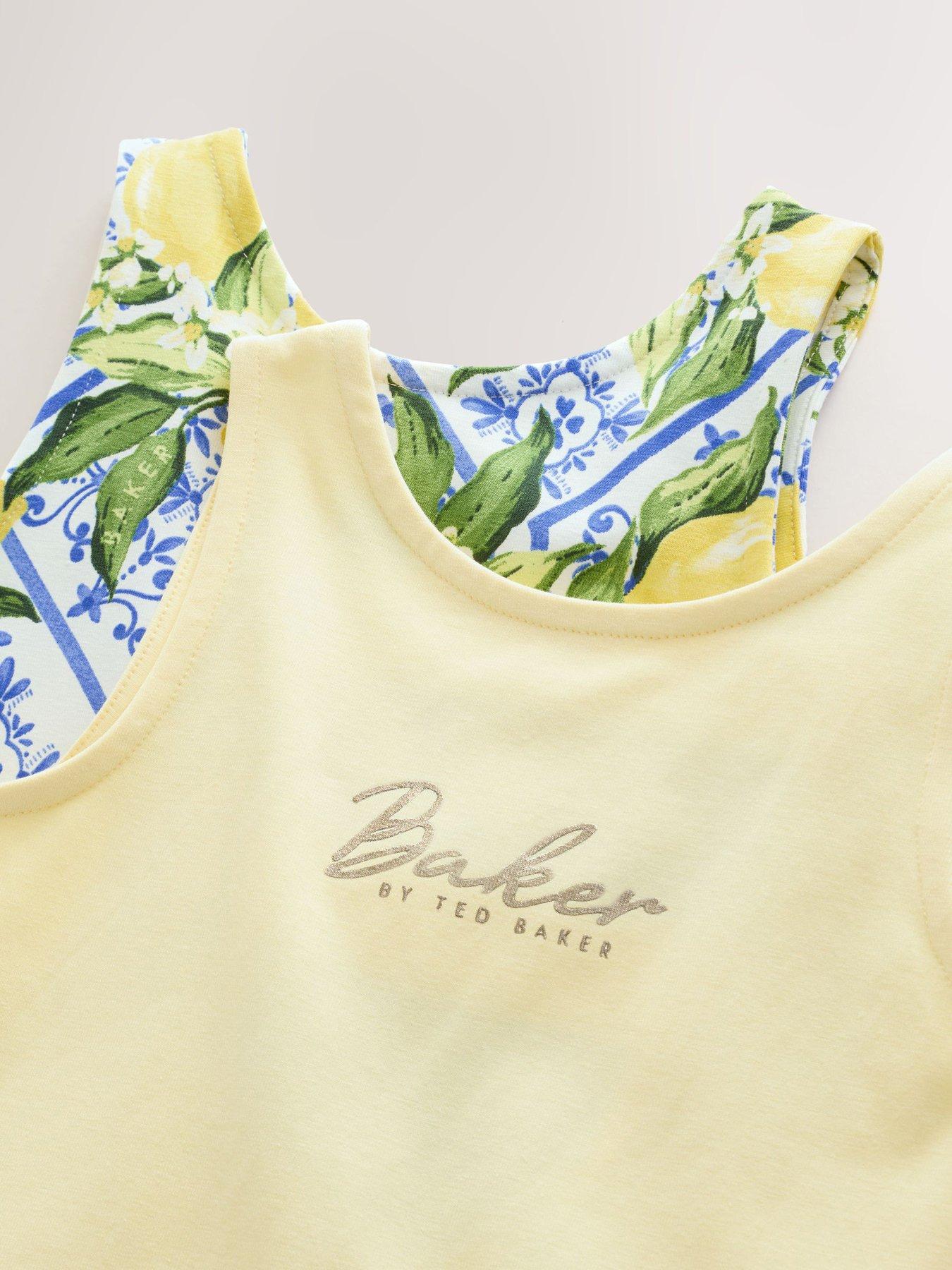 Image 6 of 6 of Ted Baker Older Girls 2 Pack Sleeveless Jersey Skater Dresses - Yellow
