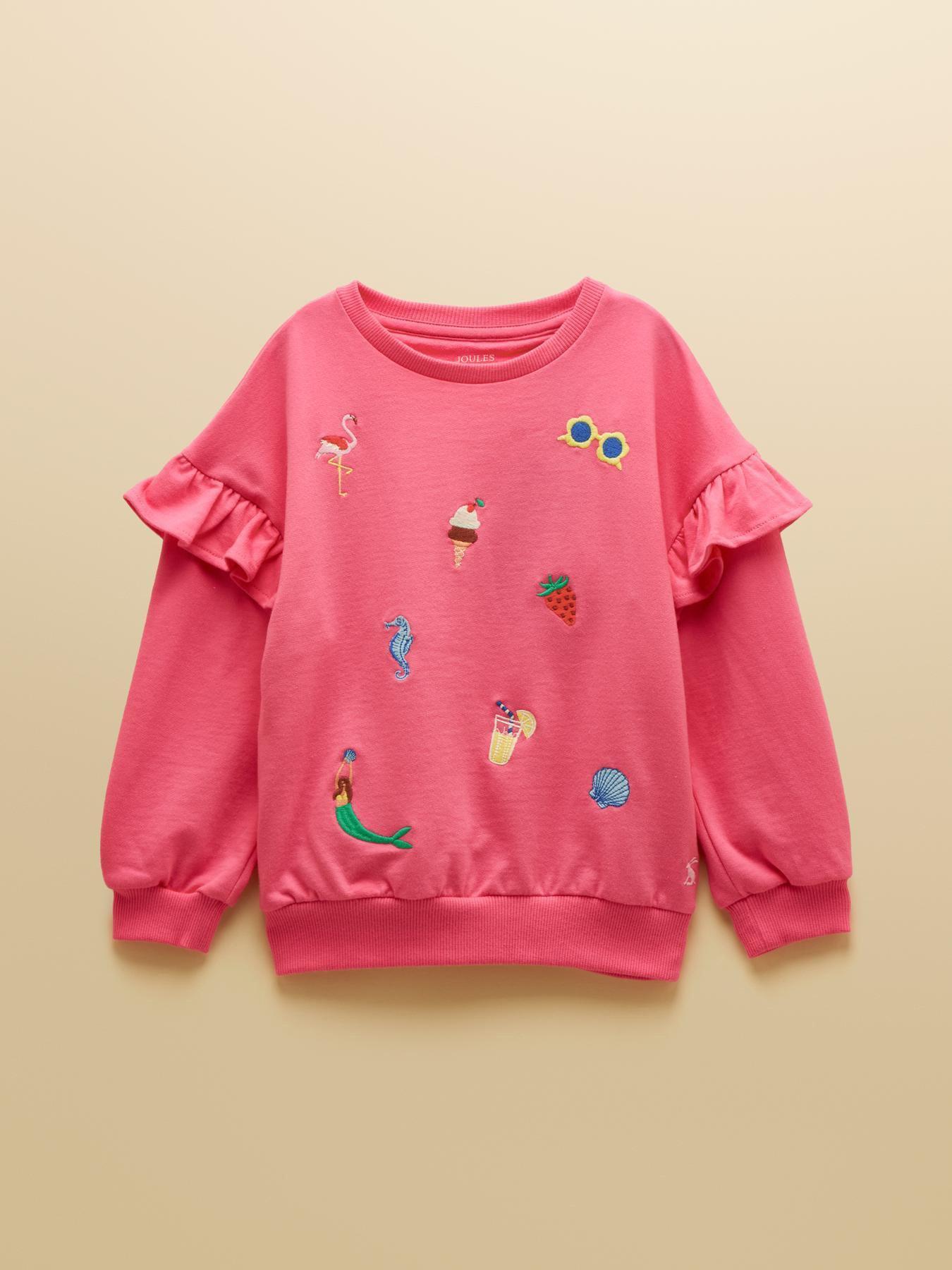 Joules Girls Millie Embroidered Ice Cream Sweatshirt - Pink