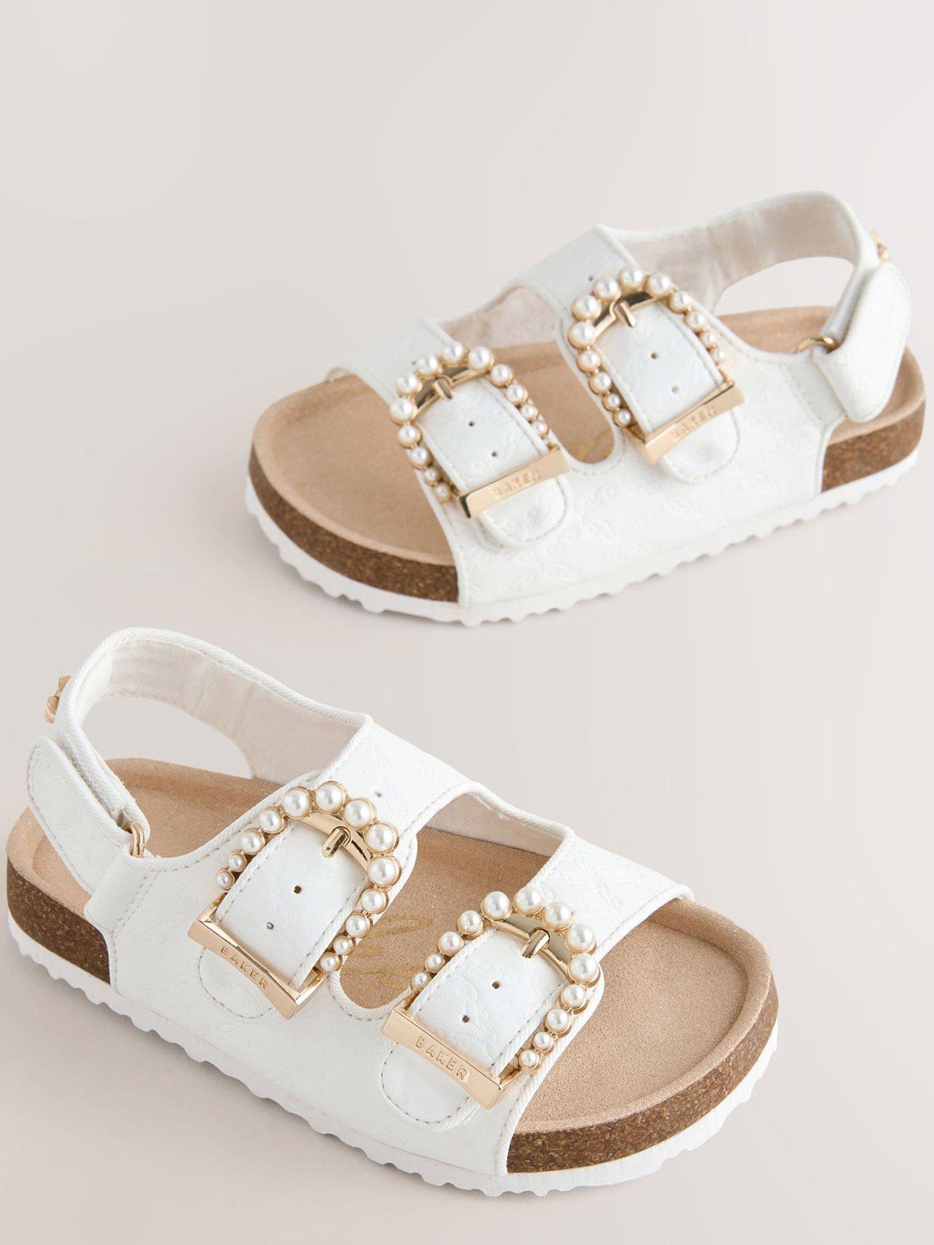 Image 2 of 5 of Ted Baker Girls Pearl Footbed Sandals - White