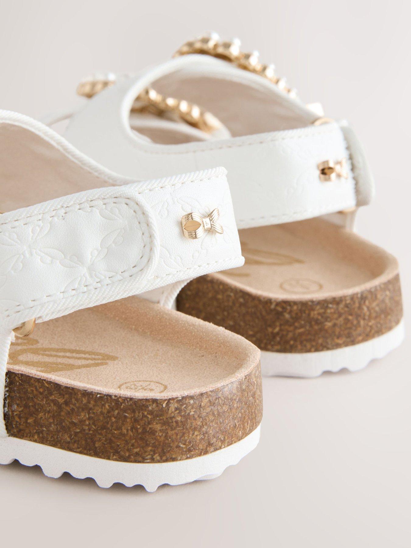 Image 4 of 5 of Ted Baker Girls Pearl Footbed Sandals - White