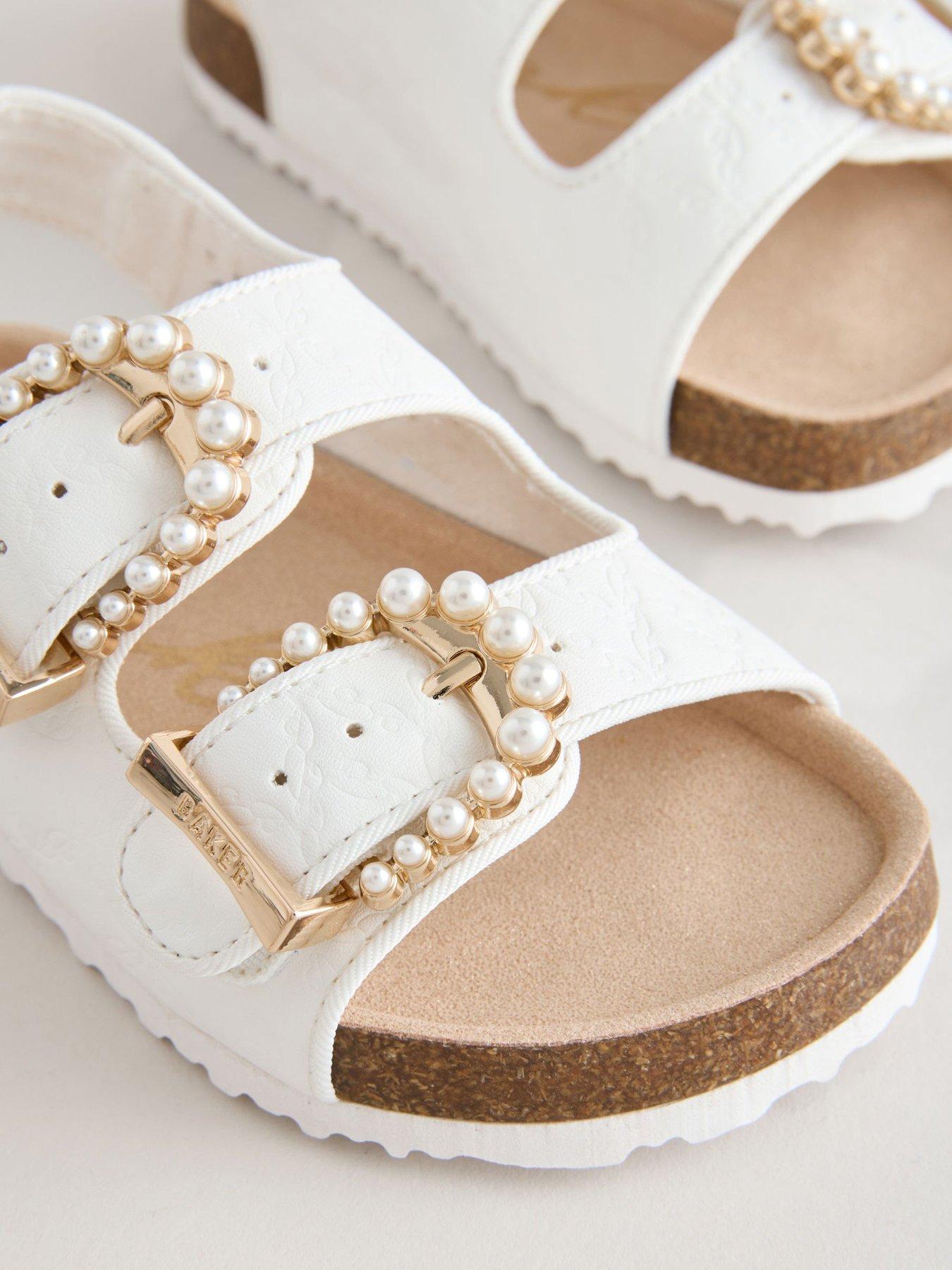 Image 5 of 5 of Ted Baker Girls Pearl Footbed Sandals - White