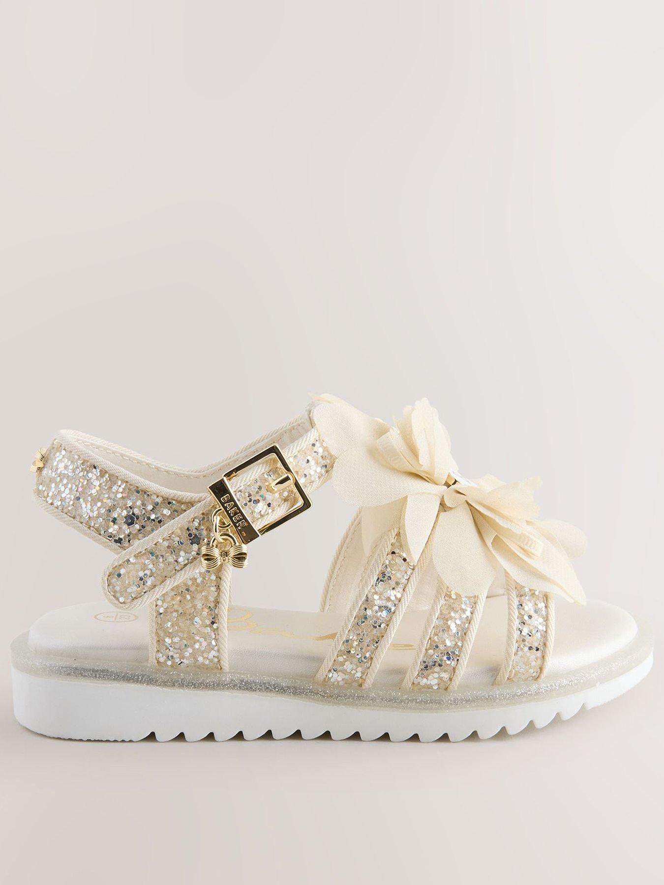 Ted Baker Girls Glitter Corsage Sandals - Gold