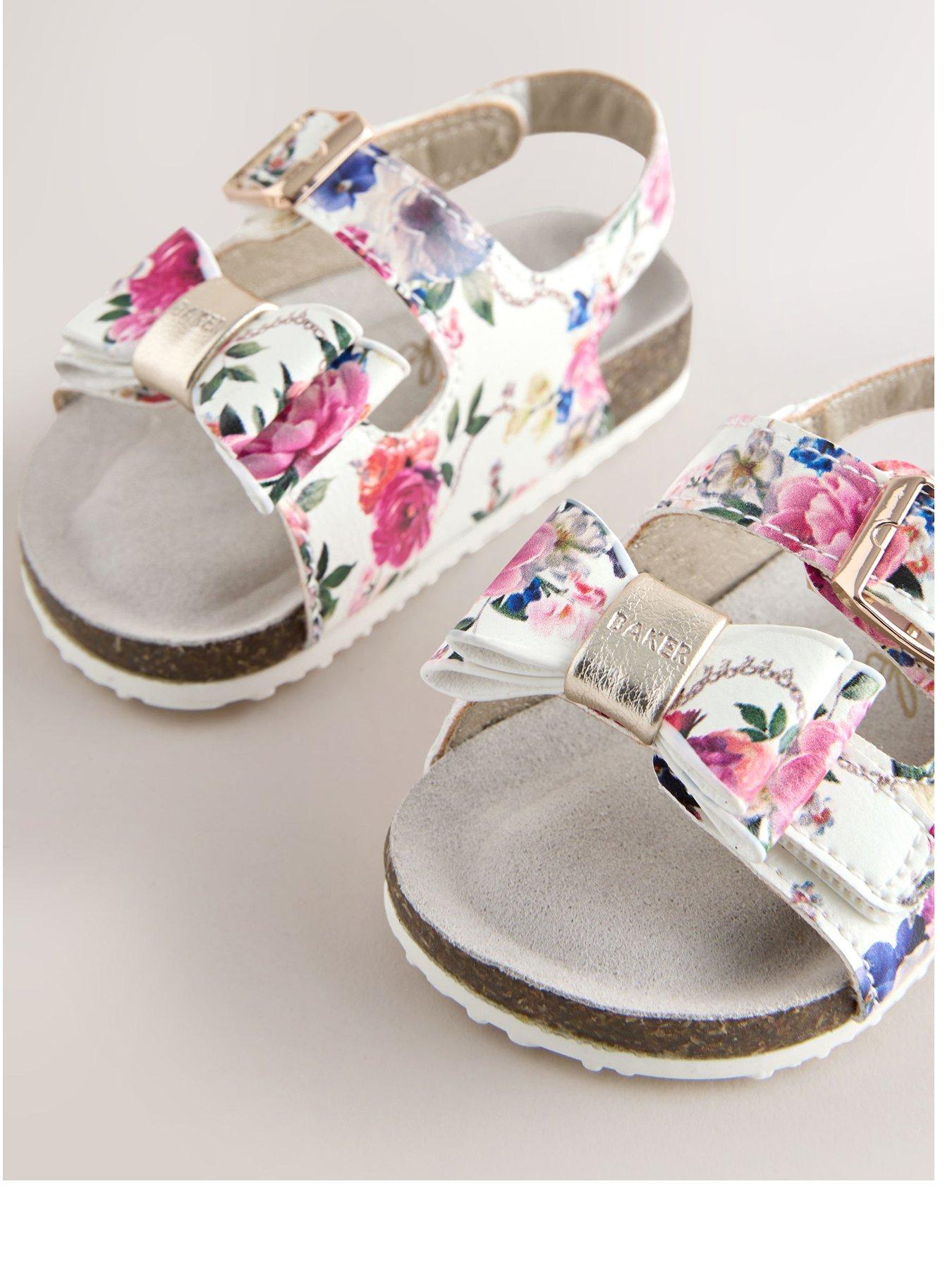 Image 2 of 6 of Ted Baker Girls Floral Strap Sandals - White