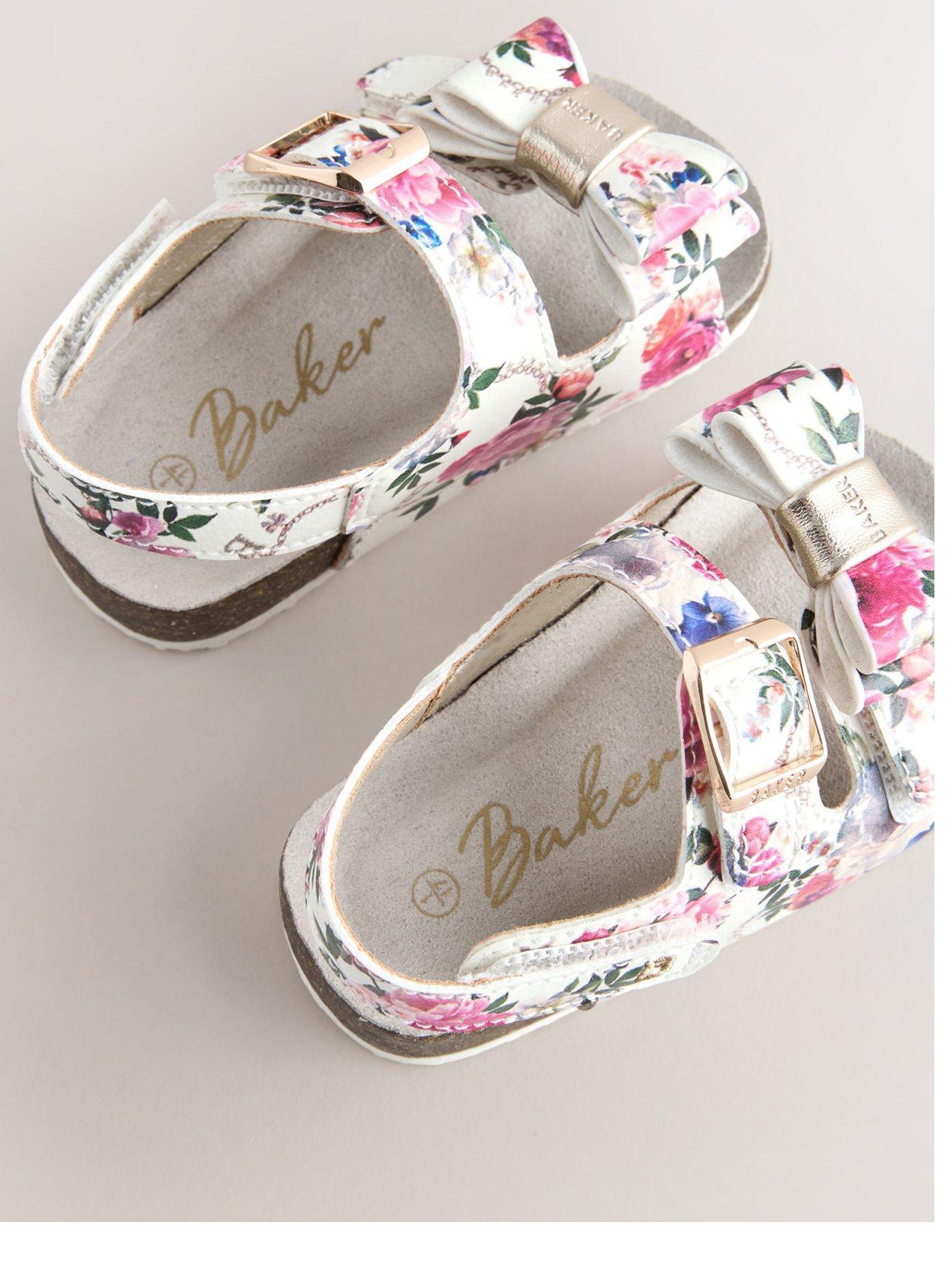 Image 3 of 6 of Ted Baker Girls Floral Strap Sandals - White