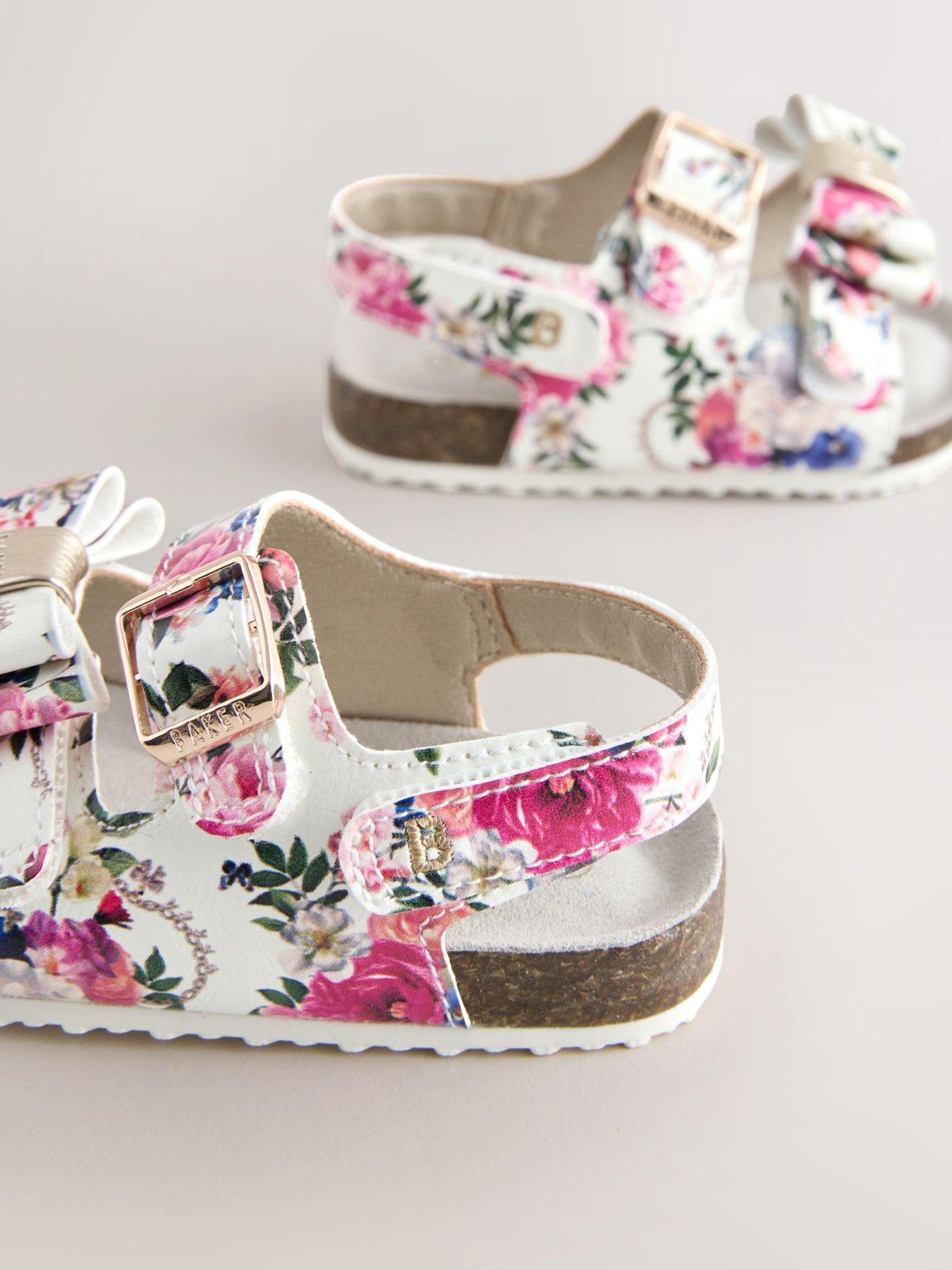 Image 6 of 6 of Ted Baker Girls Floral Strap Sandals - White