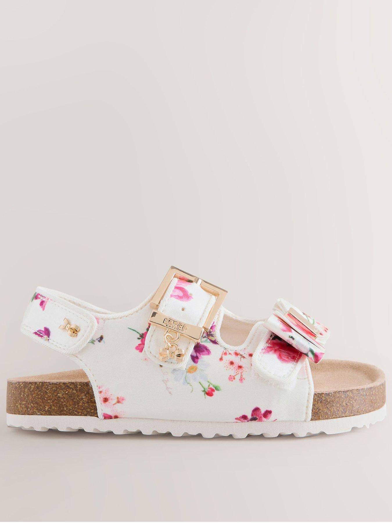 Ted Baker Younger Girls Satin Floral Sandals - White