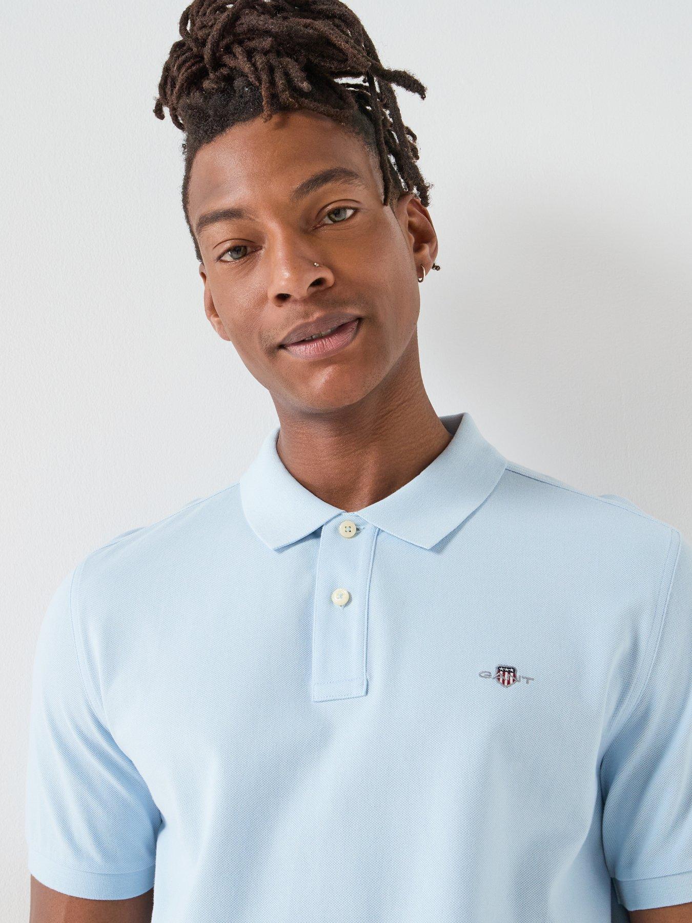 Image 4 of 5 of GANT Regular Fit Shield Pique Polo Shirt - Light Blue
