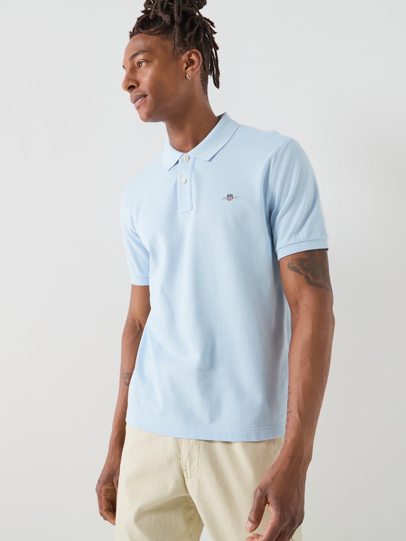 Image 5 of 5 of GANT Regular Fit Shield Pique Polo Shirt - Light Blue