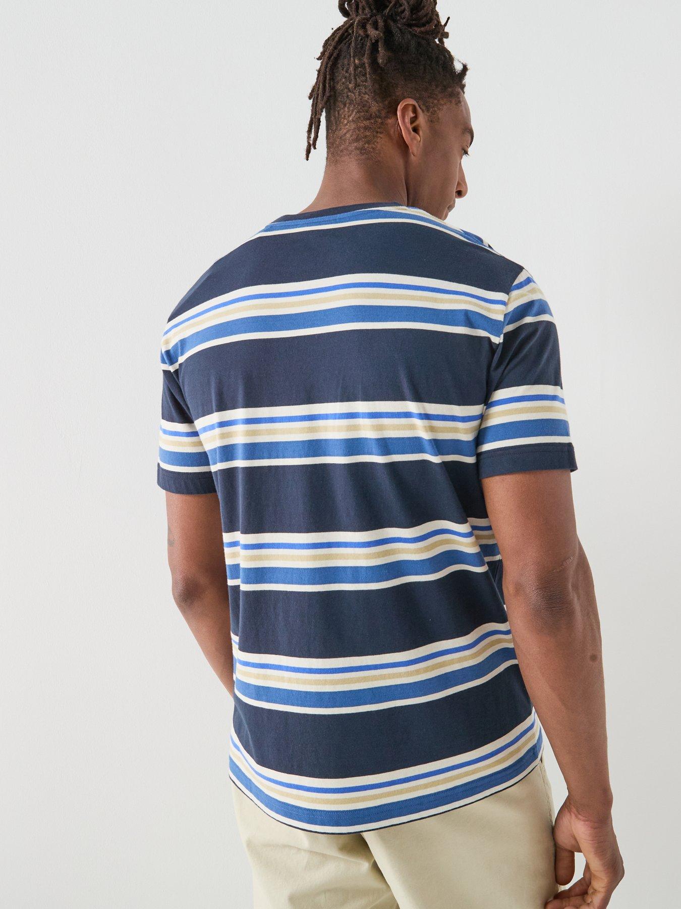 Image 2 of 5 of GANT Regular Fit Shield Multi Stripe T-Shirt - Navy