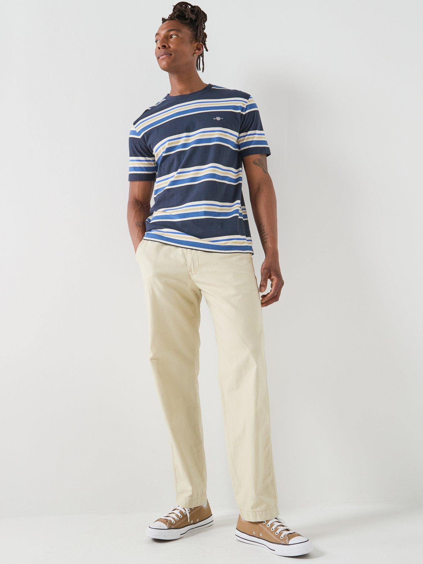 Image 3 of 5 of GANT Regular Fit Shield Multi Stripe T-Shirt - Navy